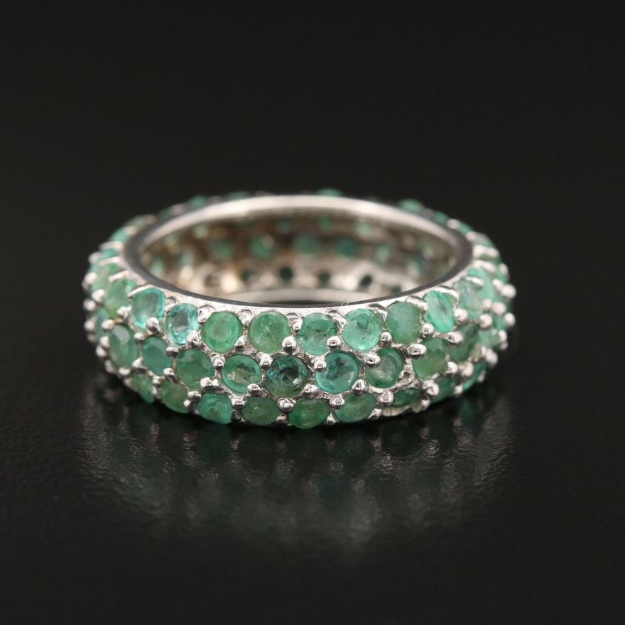 Sterling Silver Emerald Eternity Band