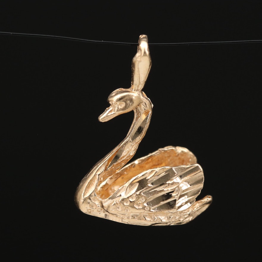 14K Swan Pendant