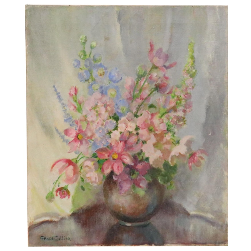 Grace Collier Floral Still Life Oil Painting, 20th Century