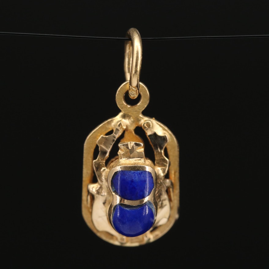 Egyptian 18K Lapis Lazuli Scarab Pendant