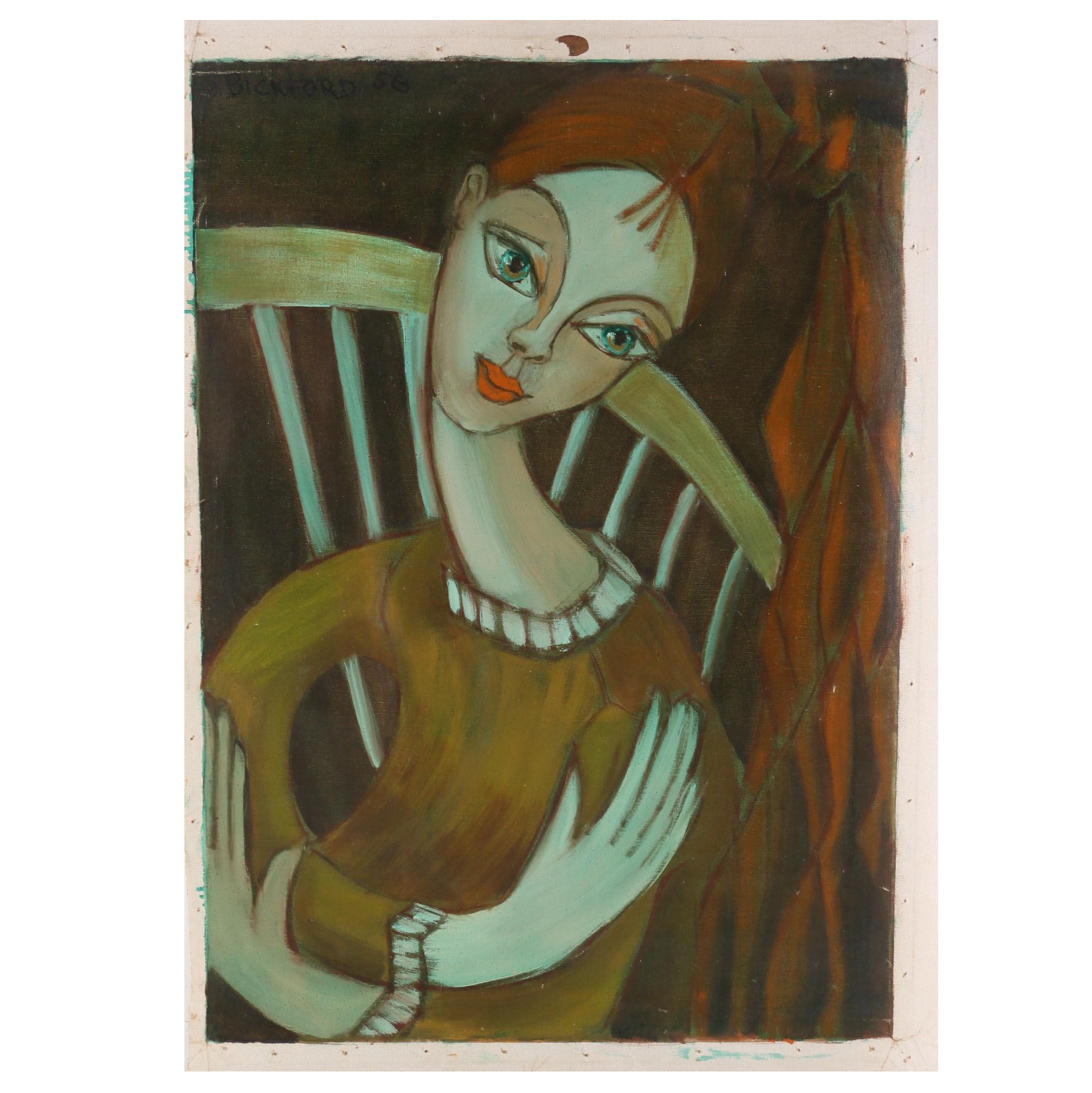 Jane Bickford Oil Painting of Green Woman