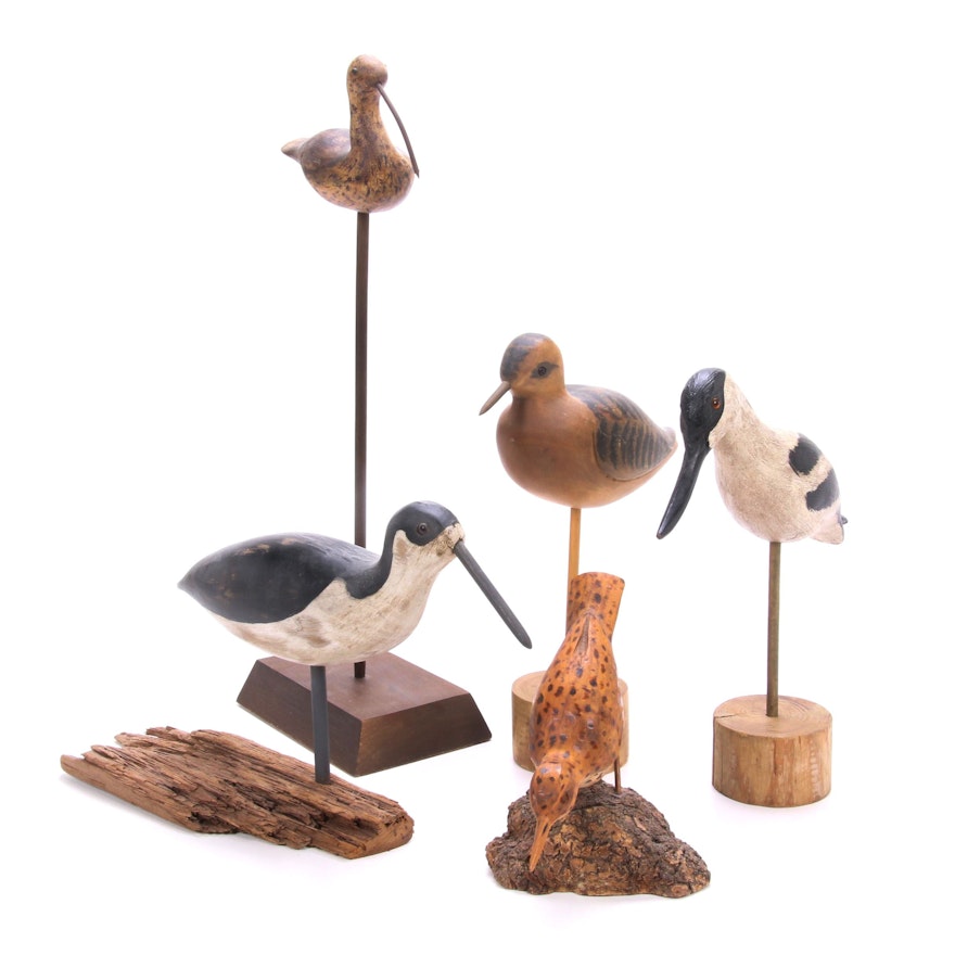 Bill Dehos Carved and Painted Wooden Birds, Late 20th to 21st Century