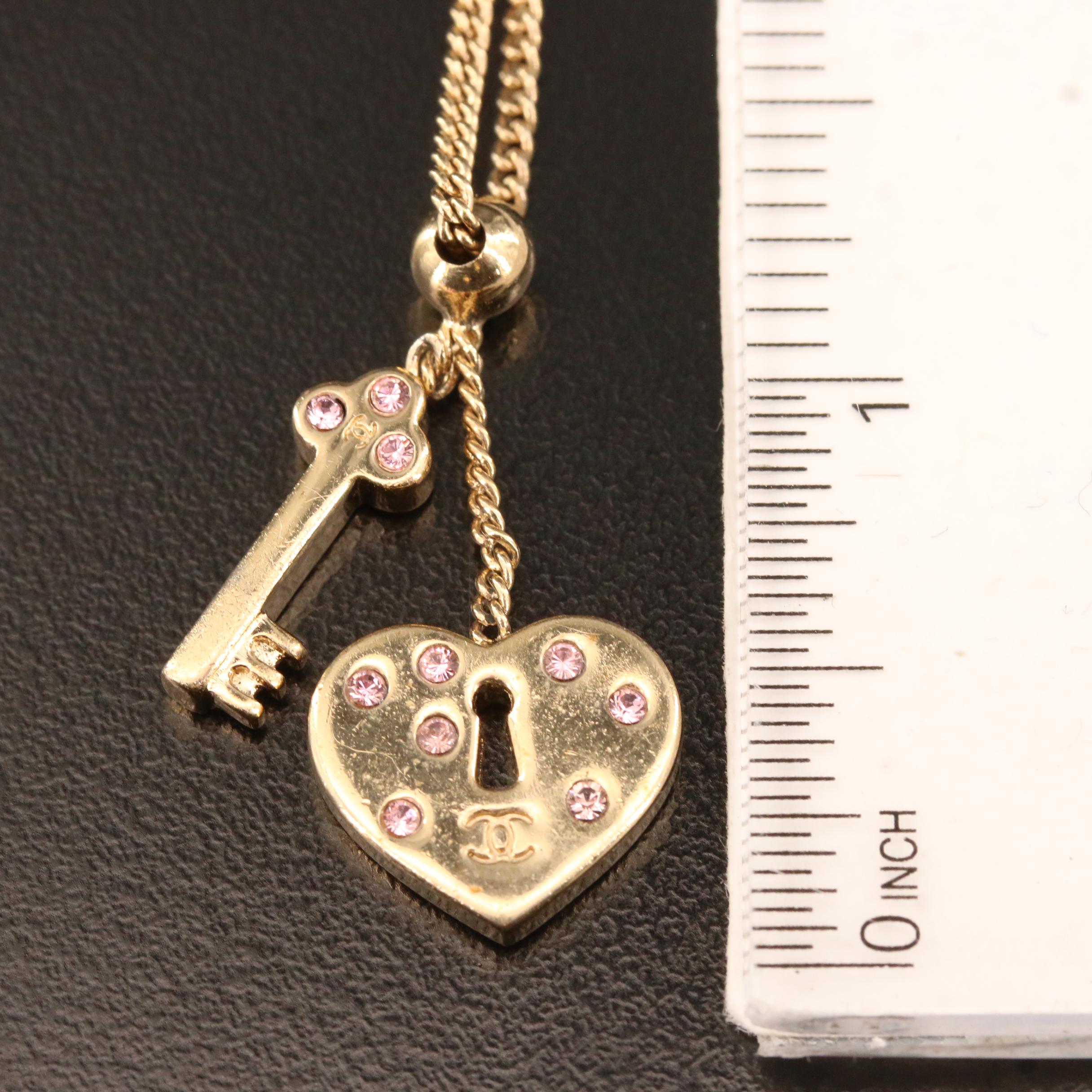 Chanel Spring 2002 Collection Heart Lock and Key Pendant Necklace