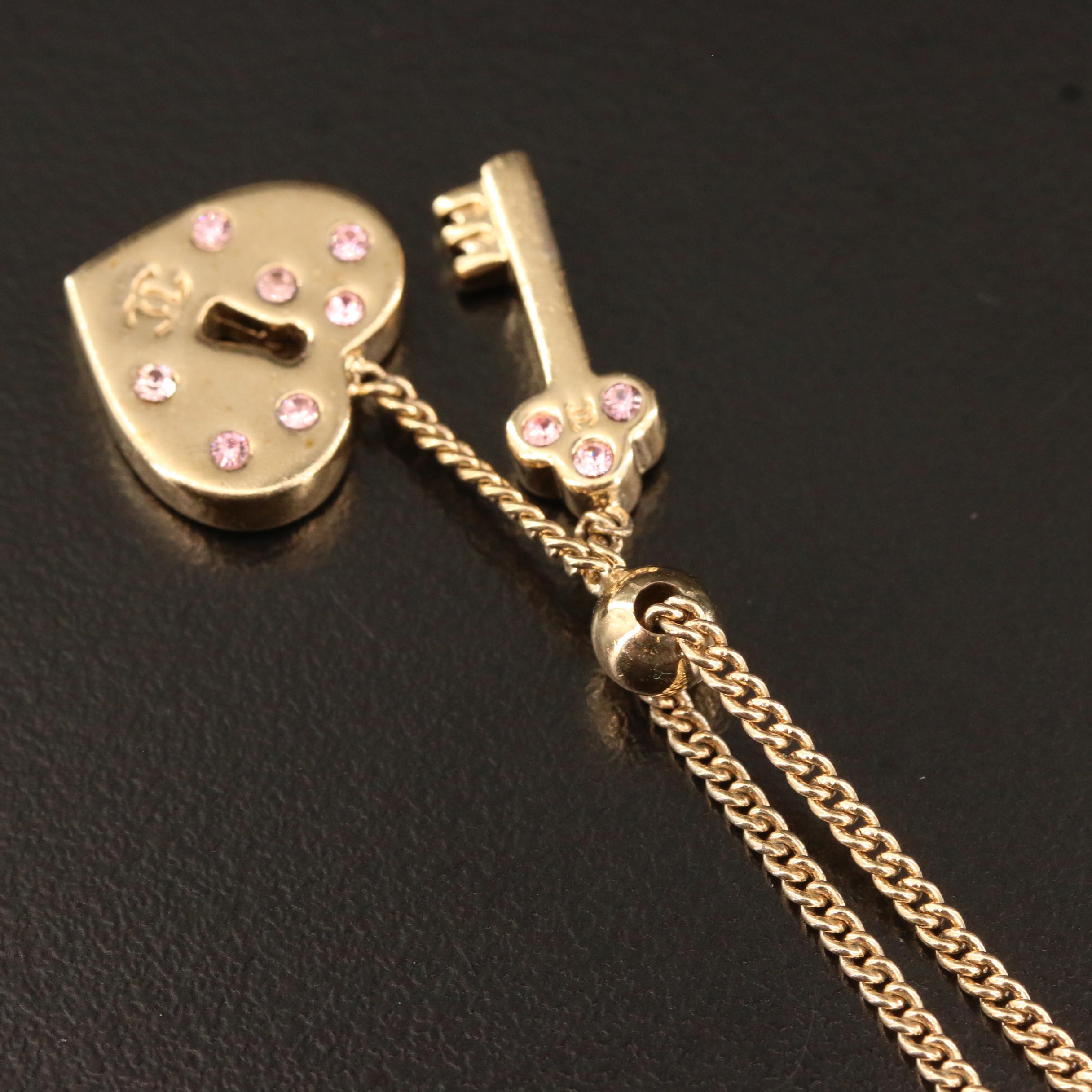Chanel Spring 2002 Collection Heart Lock and Key Pendant Necklace