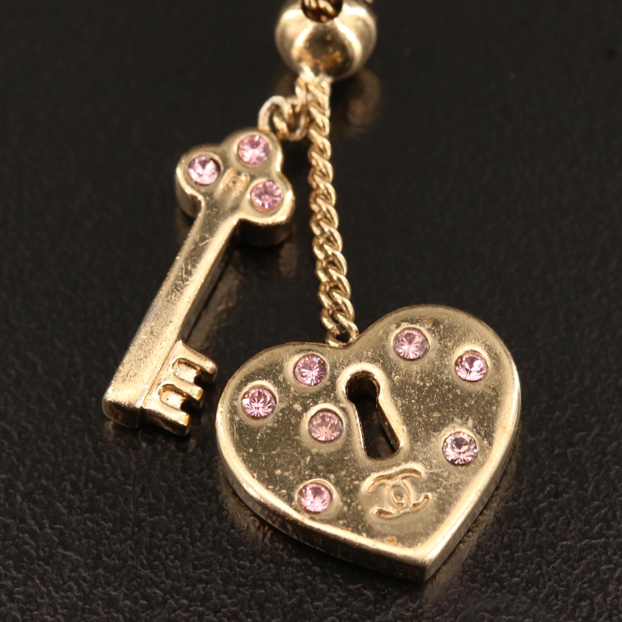 Chanel Spring 2002 Collection Heart Lock and Key Pendant Necklace