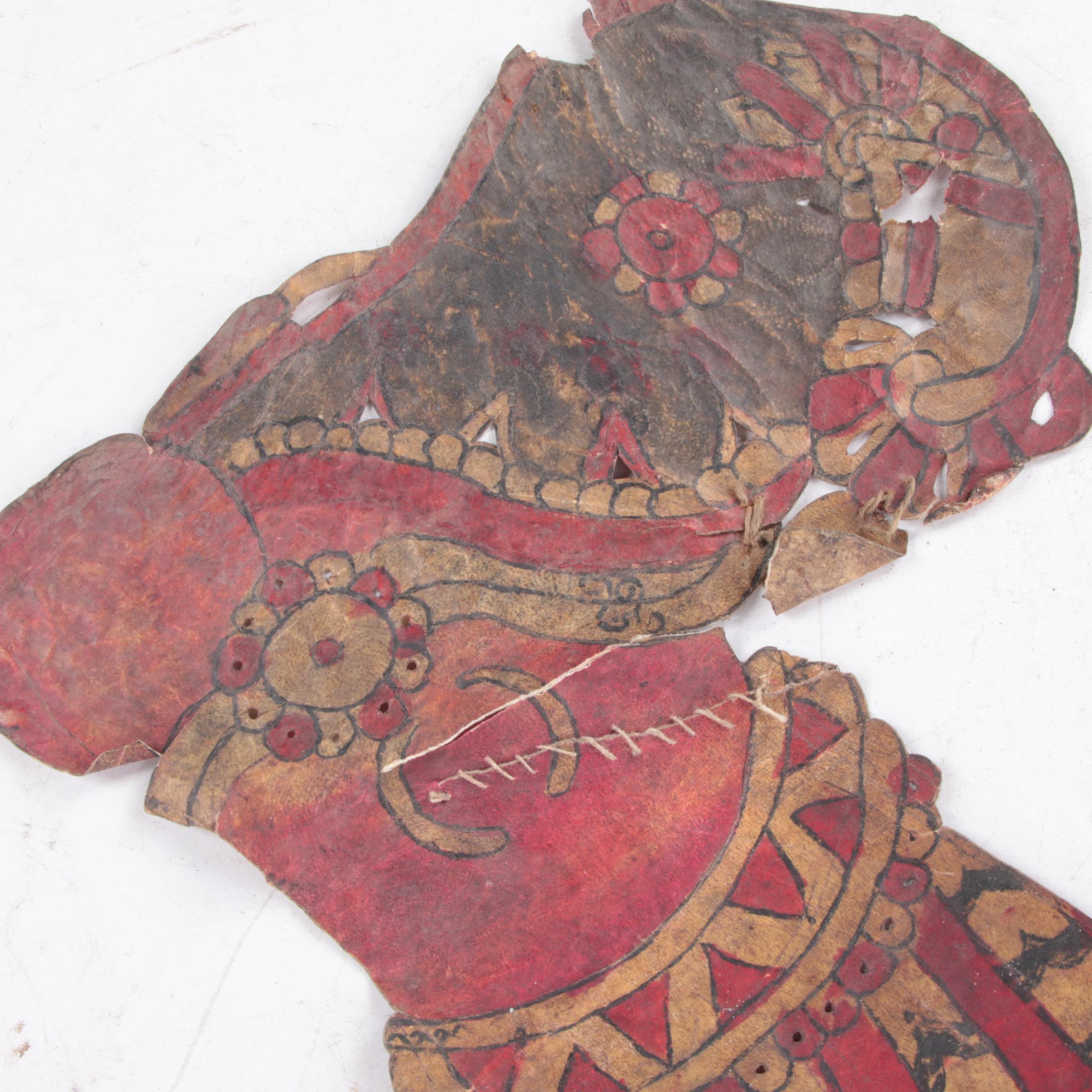 Life-Size Indonesian Wayang Kulit Shadow Puppet of Male Figure