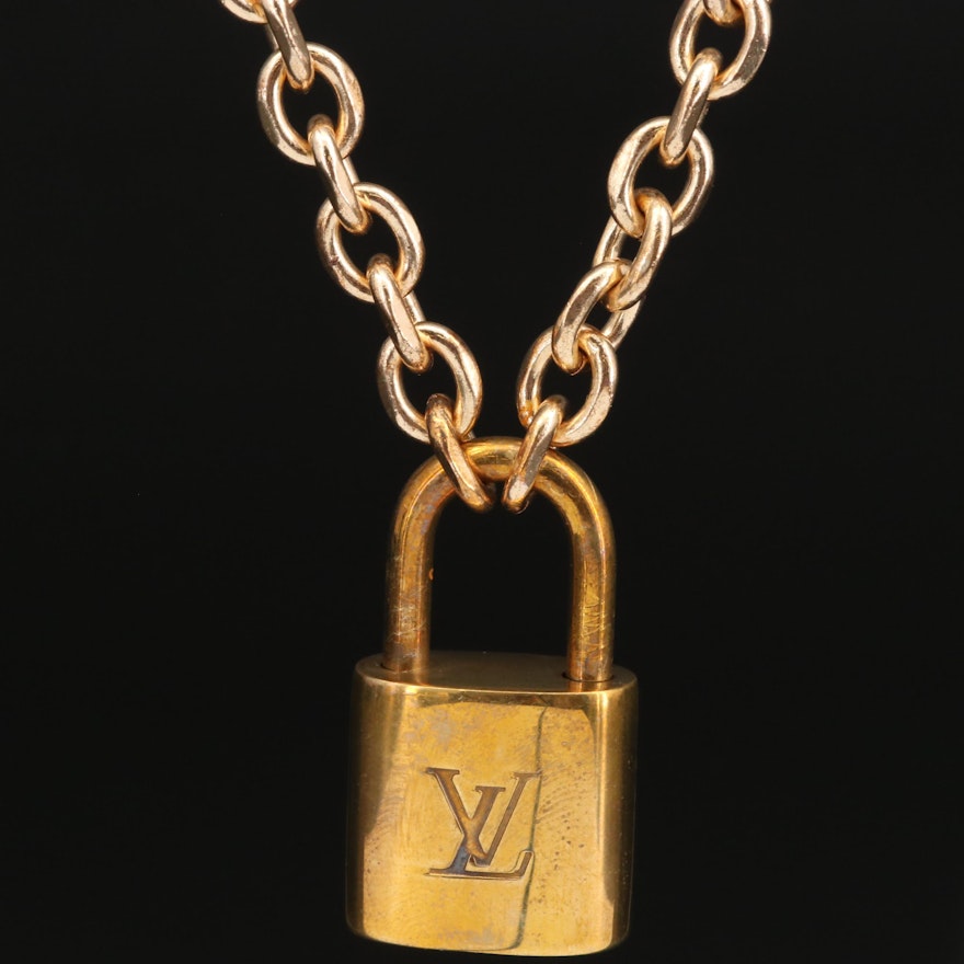 Louis Vuitton Lock on Cable Chain Necklace