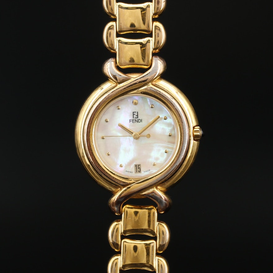 Fendi Mother of Pearl Dial with Date Quartz Wristwatch