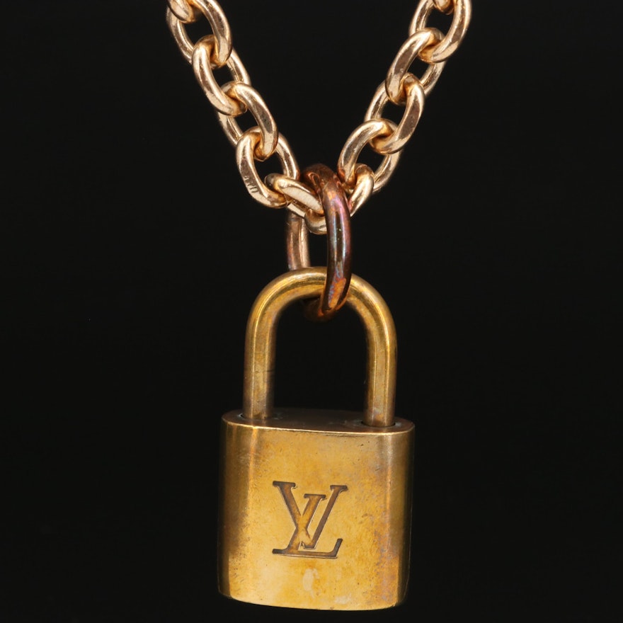 Louis Vuitton Lock on Cable Chain Necklace