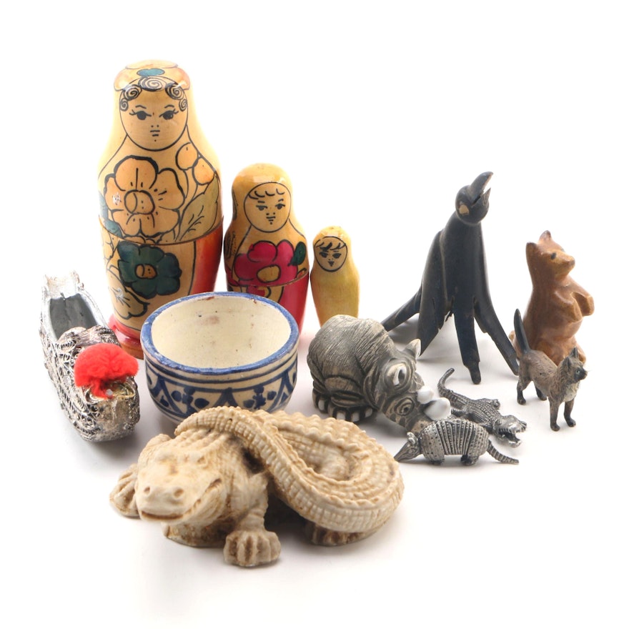 Austrian Cast Bronze Cat Miniature Figurine and Other International Items