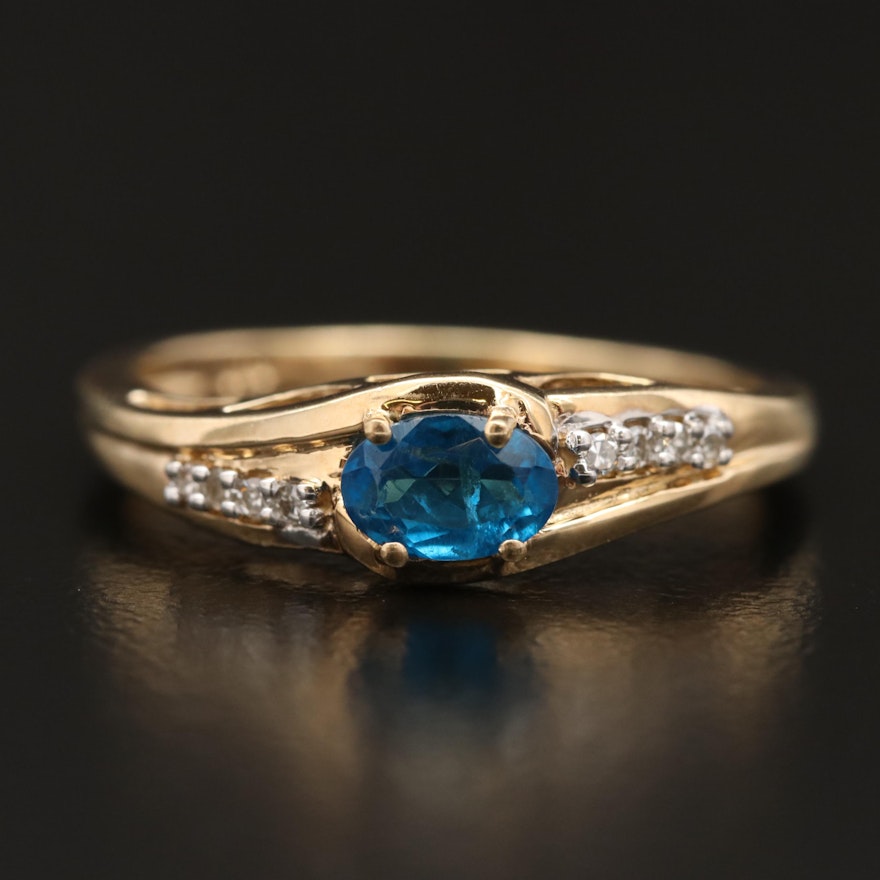 10K Apatite and Diamond Ring