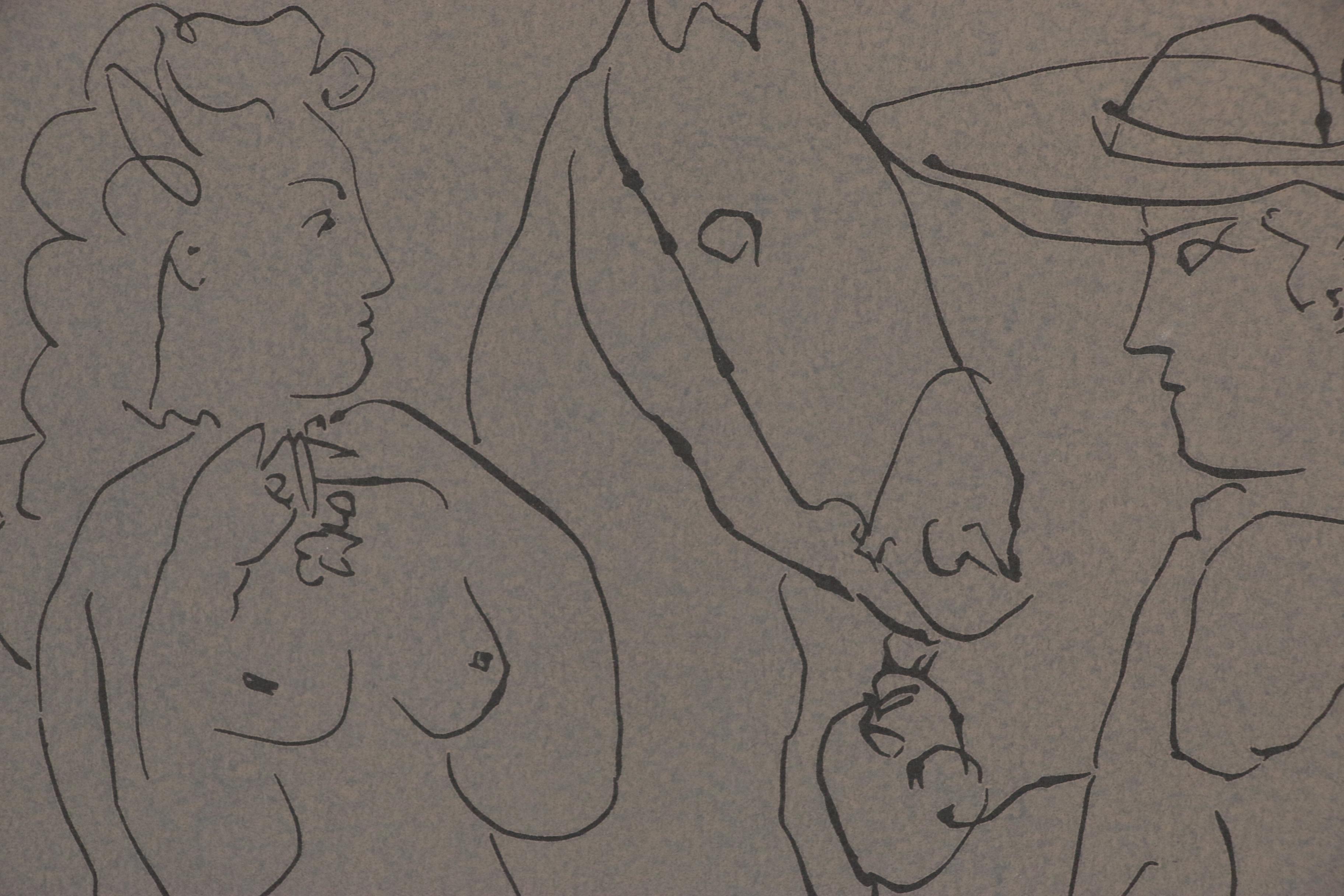 Pablo Picasso Linoleum Cut "Picador, Woman & Horse"