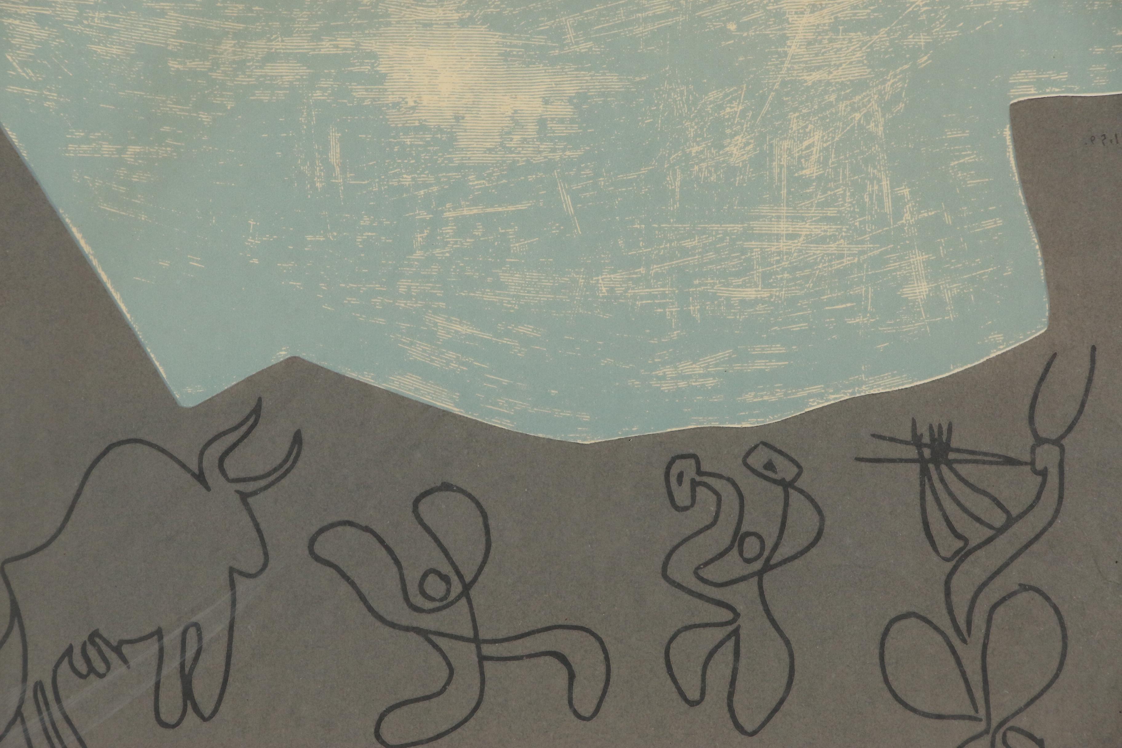 Pablo Picasso Linoleum Cut "Bacchanale with Bull"