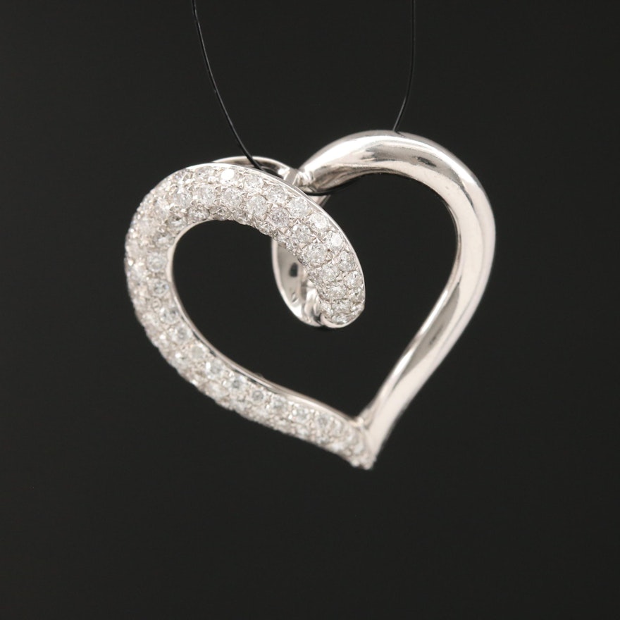 14K Diamond Heart Pendant