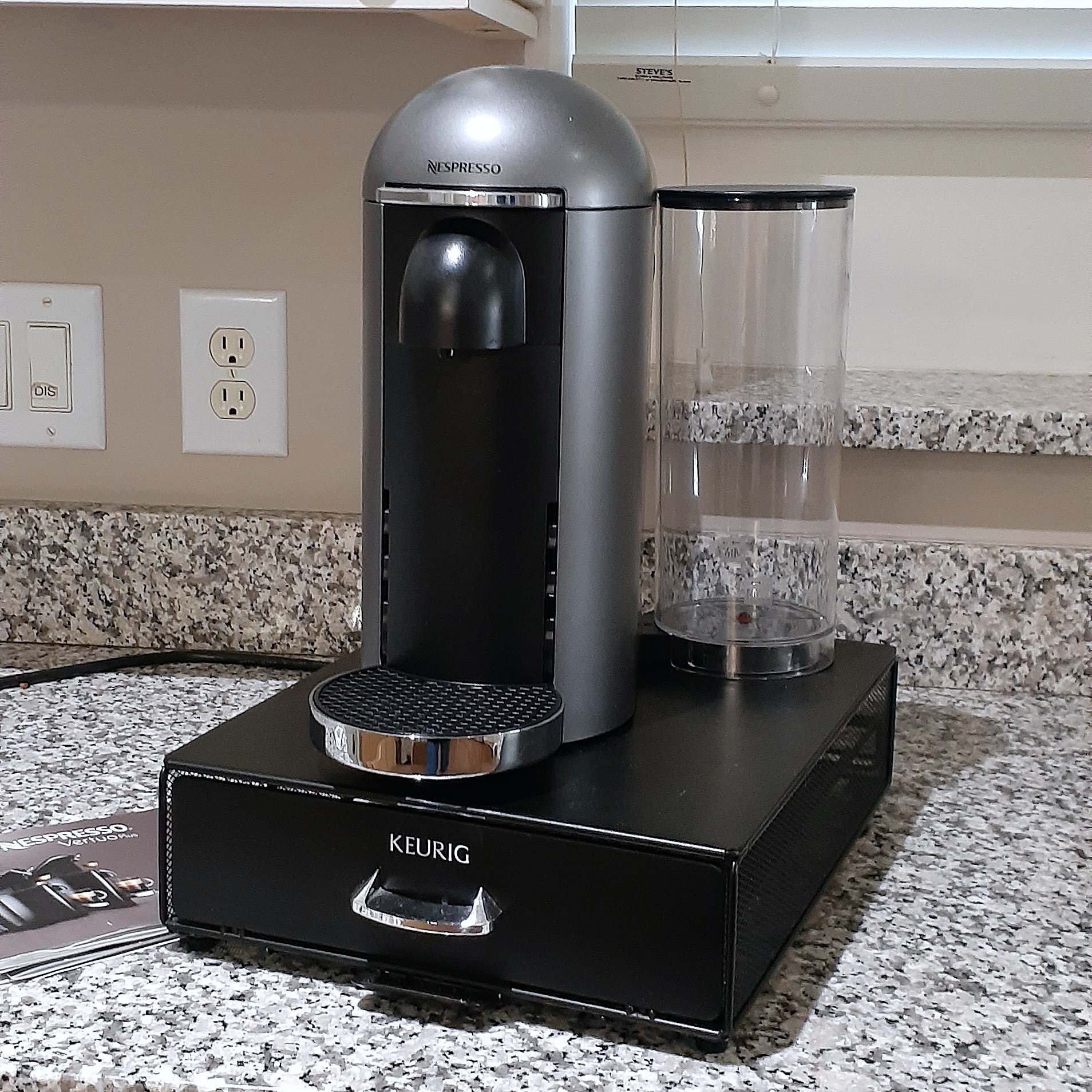 Nespresso Vertuo Plus Espresso Machine and Keurig Storage Drawer