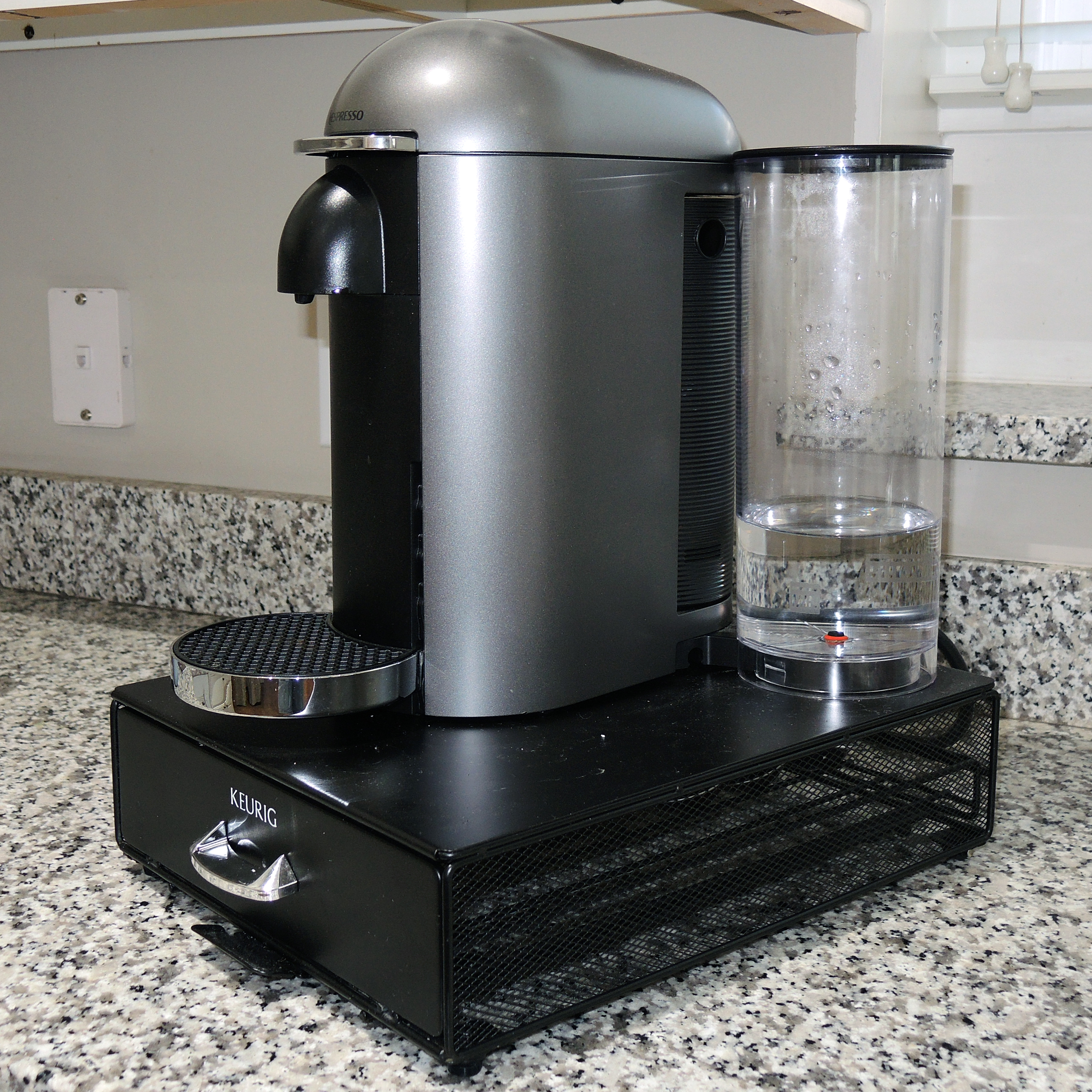 Nespresso Vertuo Plus Espresso Machine and Keurig Storage Drawer