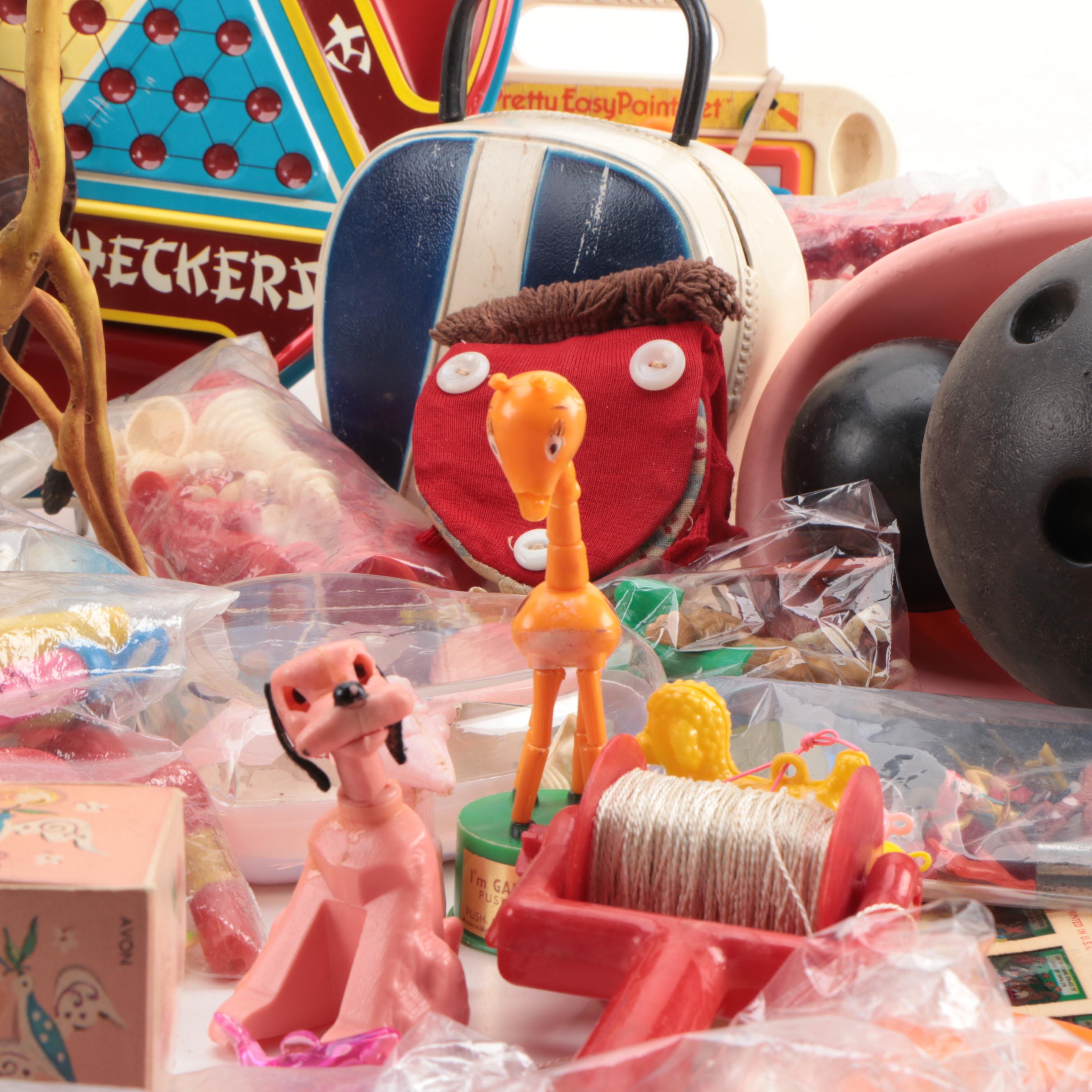 Carnival Toy Prizes, Chinese Checkers, "Snow White" Game, and More, Mid-20th C.