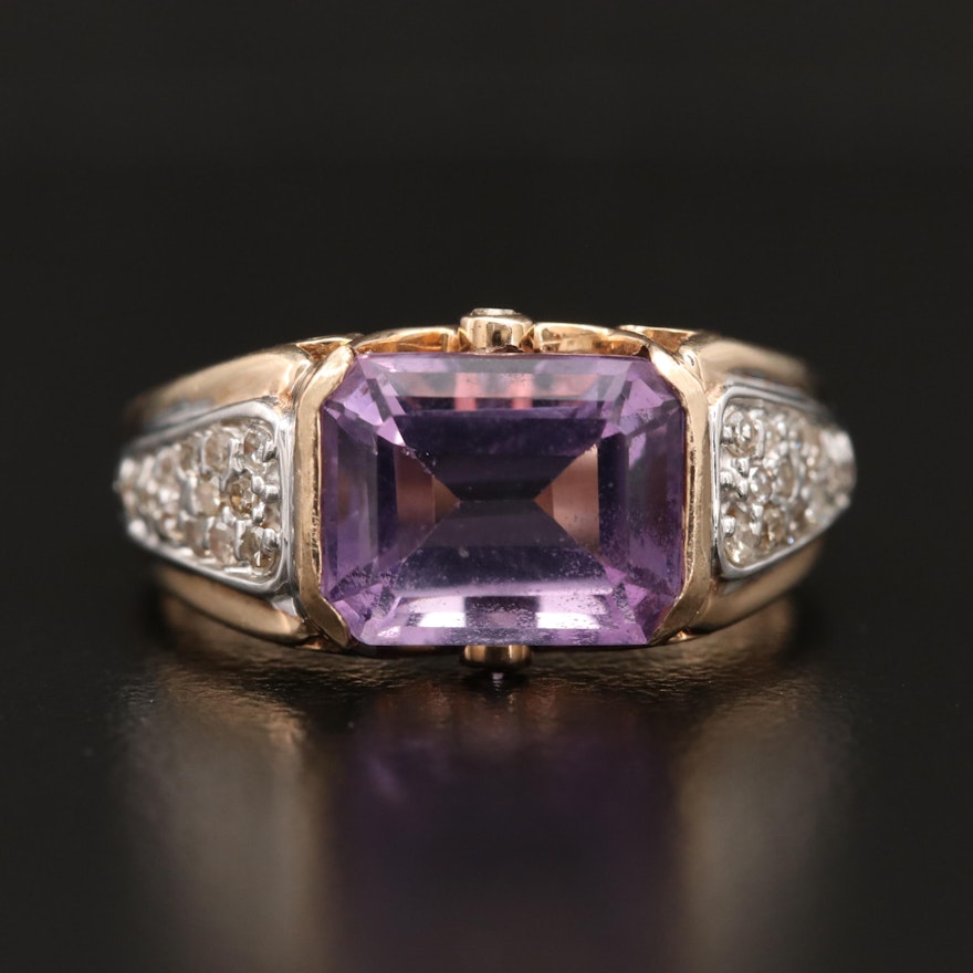 10K Amethyst and Diamond Ring