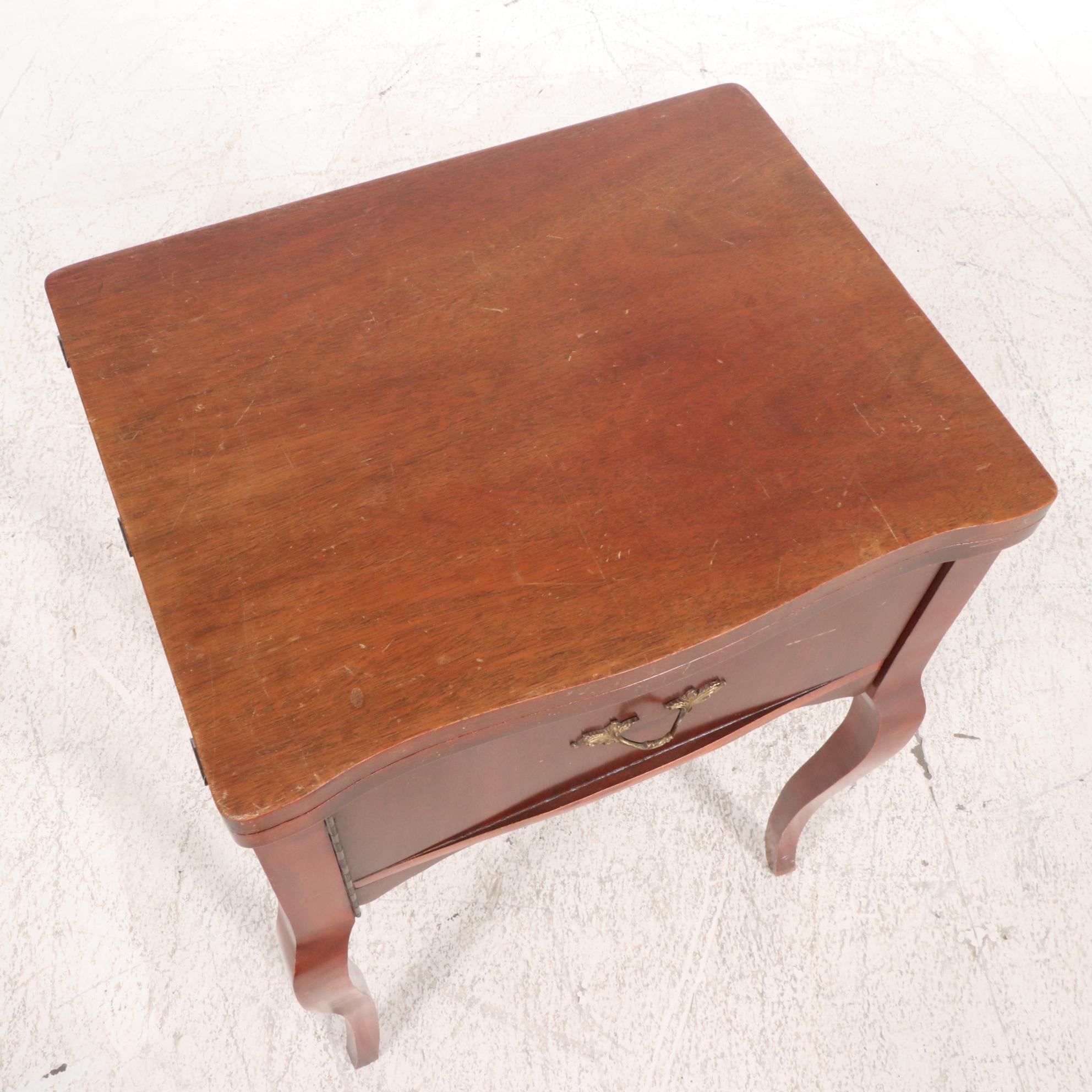 Morse Teal Metal Sewing Machine and Table, Mid-20th Century