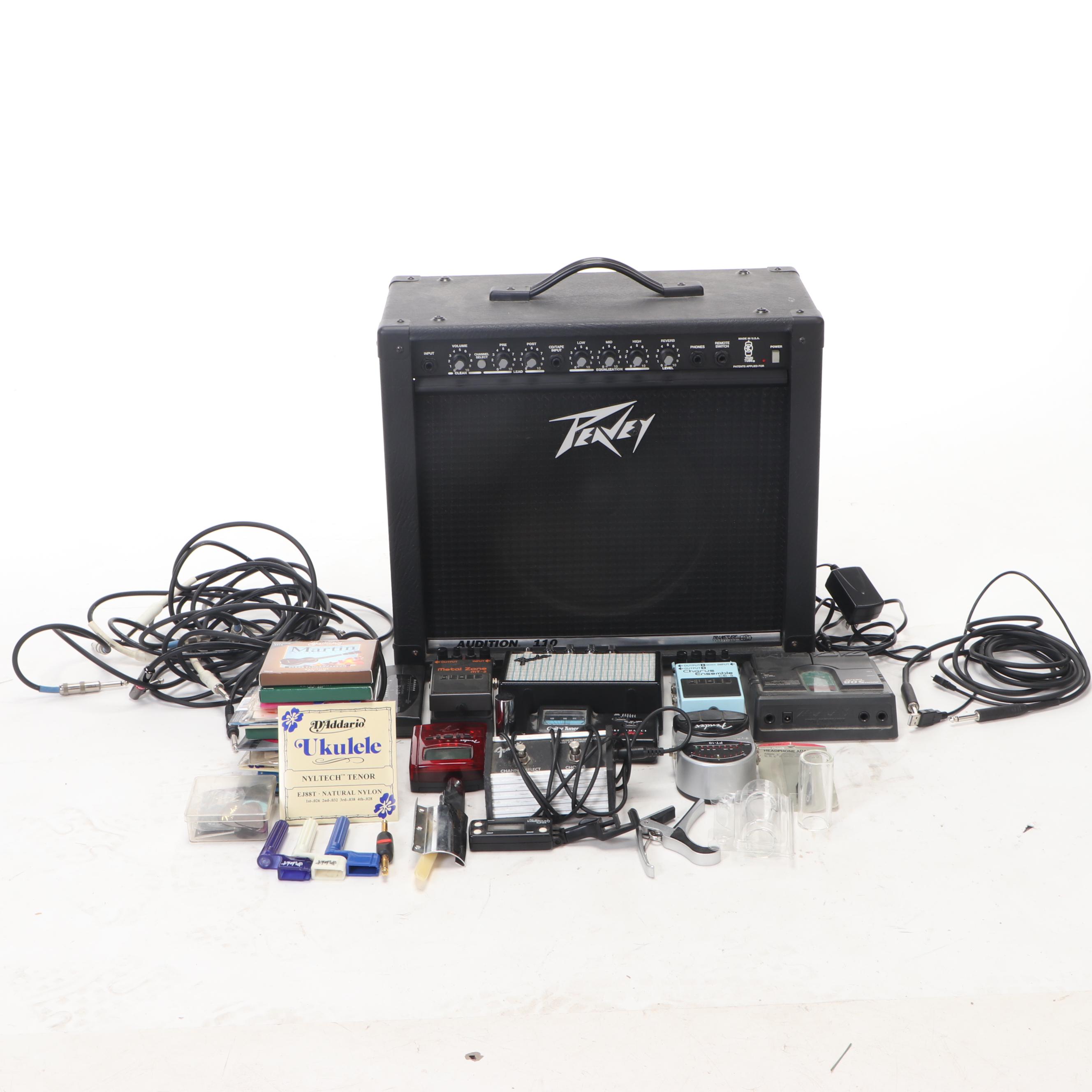 Peavey Audition 110 Amp and Boss Chorus Pedal with Accessories
