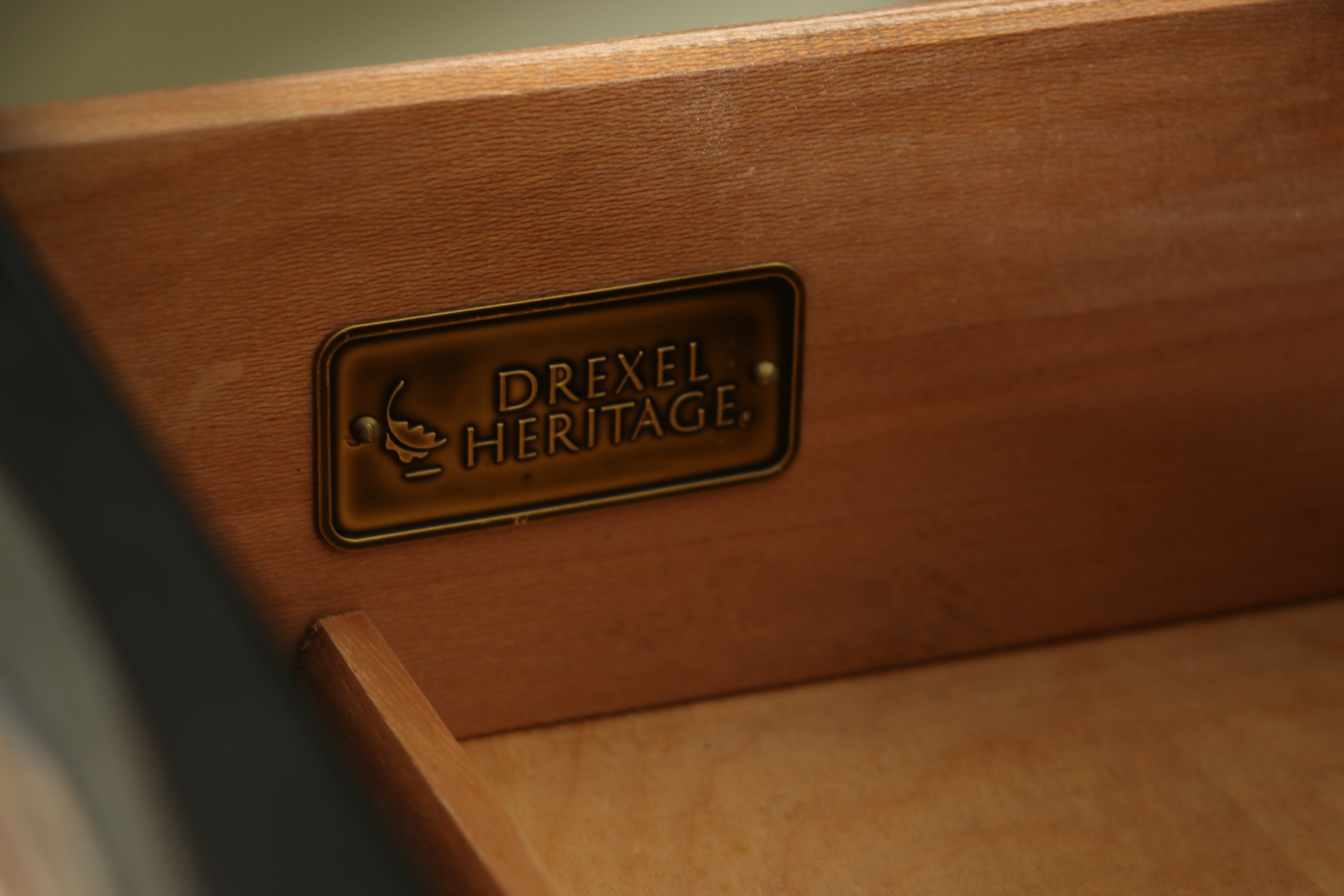 Drexel Heritage Louis XV Style Embossed Leather Top Black Desk