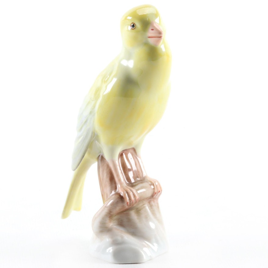Herend Natural "Canary" Porcelain Figurine, 1948