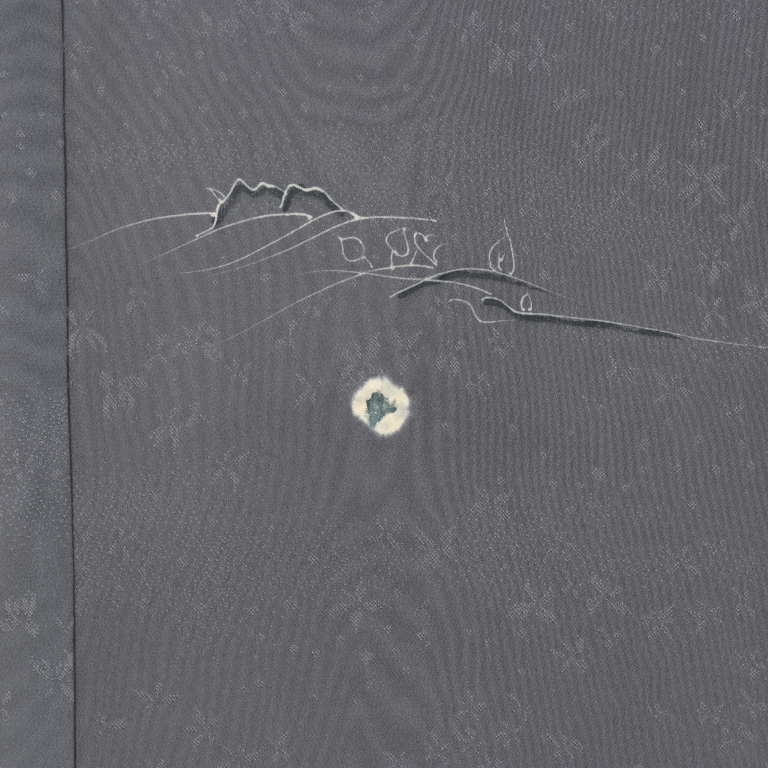 Slate Blue/Gray Silk Haori with Shibori and Yuzen Accents