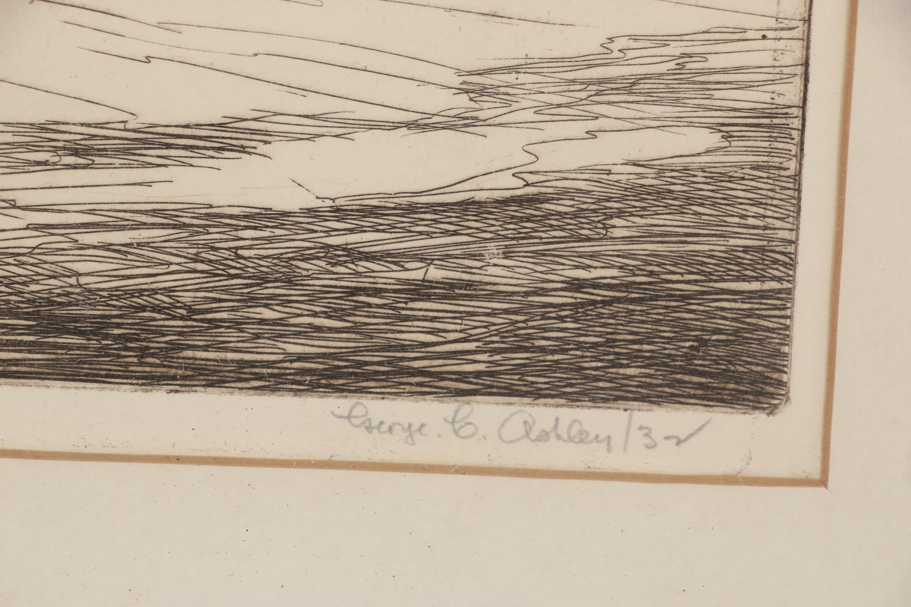 George Ashley Etching "The Golden Gate Bridge, San Francisco", 1932