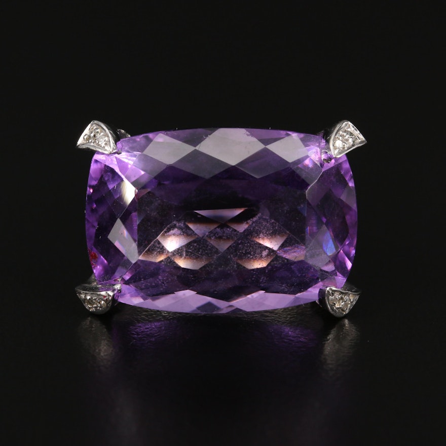 18K 28.57 CTW Amethyst and Diamond Ring