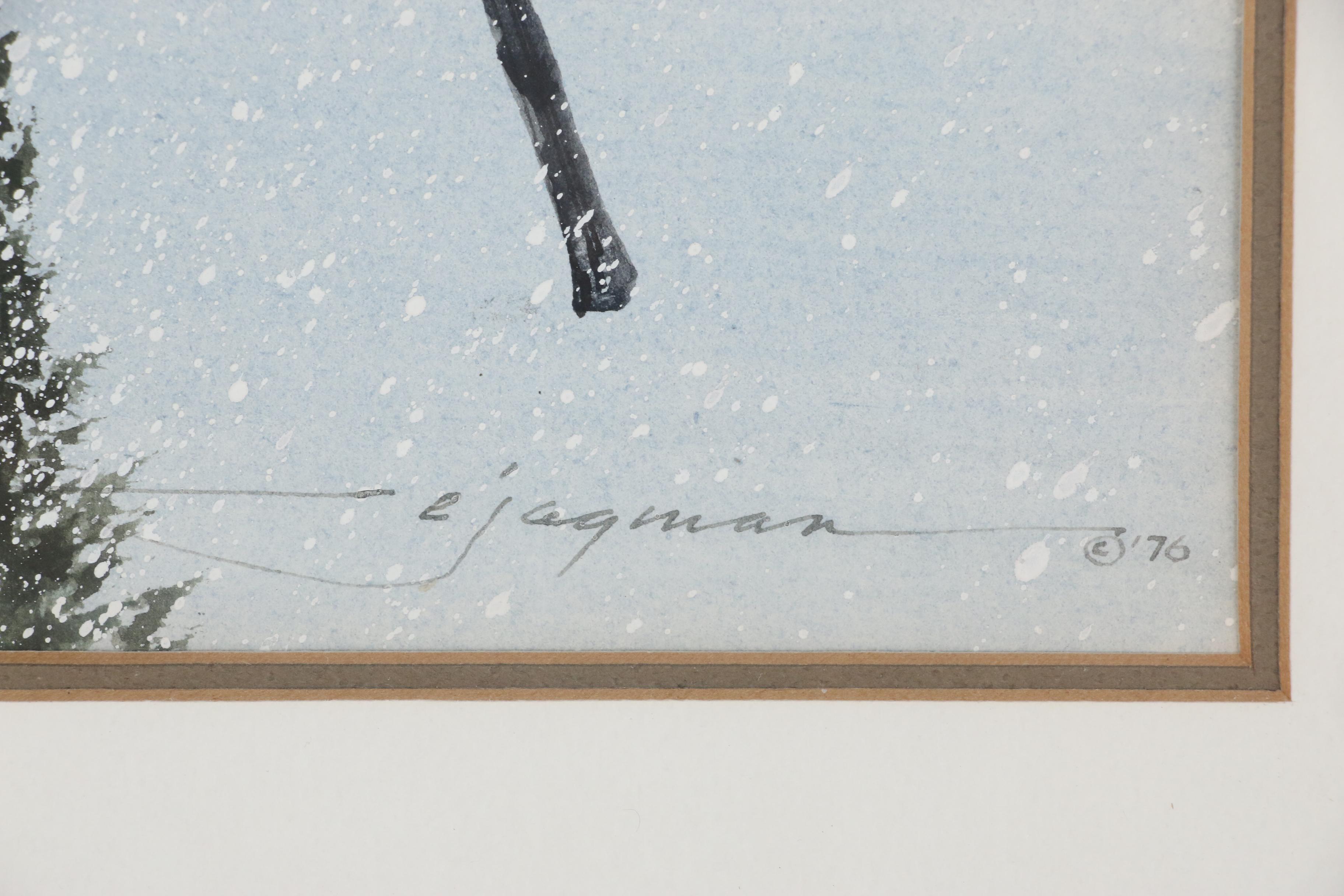 Ed Jagman Watercolor Painting "Flying Squirrel", 1970