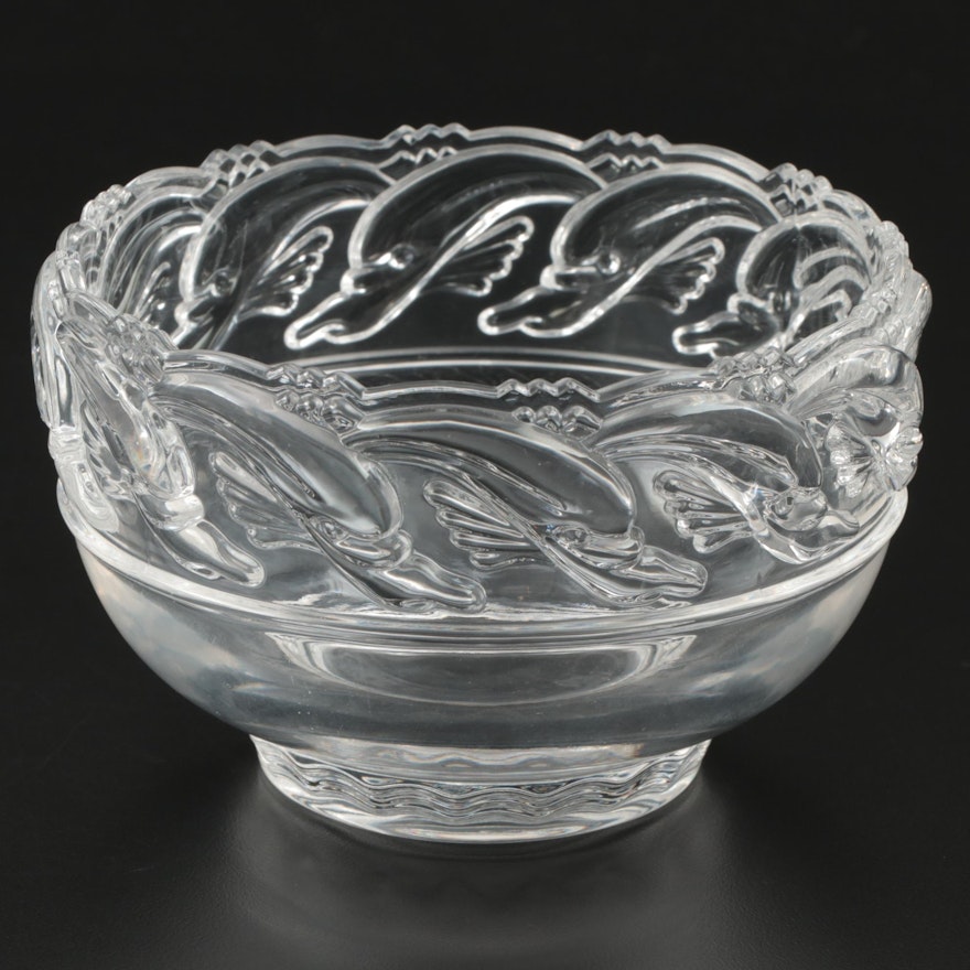 Tiffany & Co. Crystal Dolphin Bowl, Late 20th Century