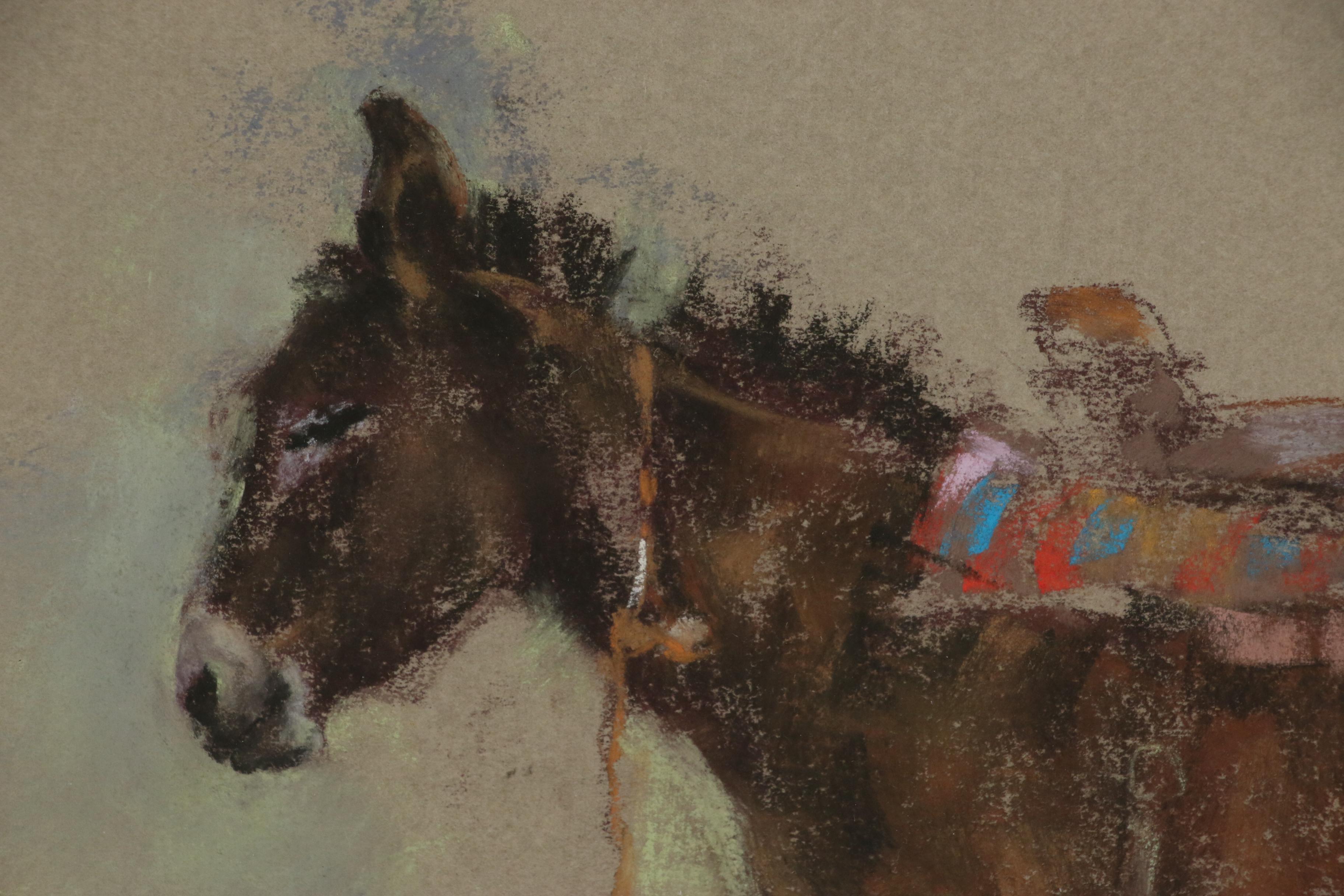 Adam Kelley Pastel Drawing of Domestic Donkey, 1984