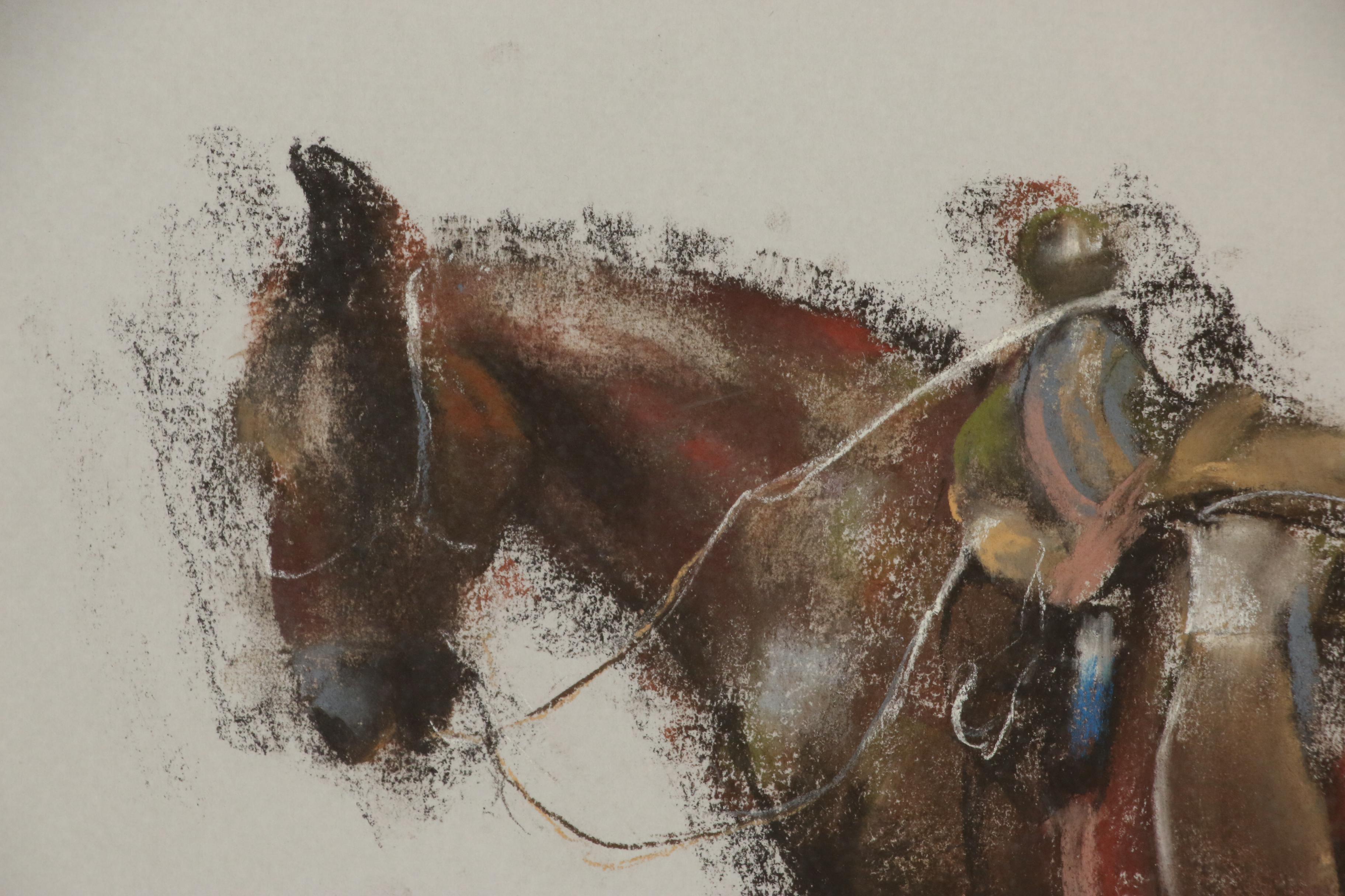 Adam Kelley Pastel Drawing of Sorrel Horse, 1984