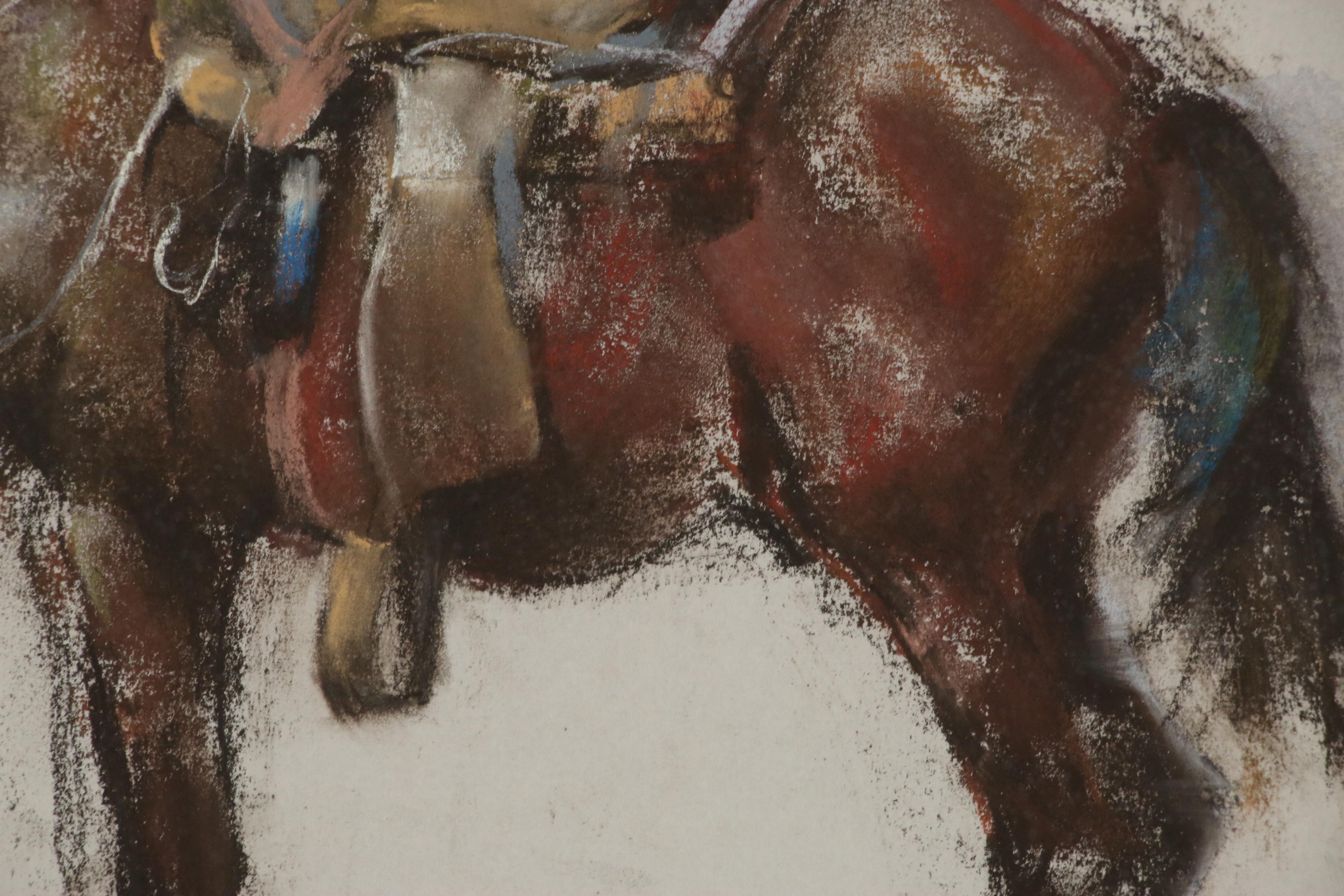 Adam Kelley Pastel Drawing of Sorrel Horse, 1984