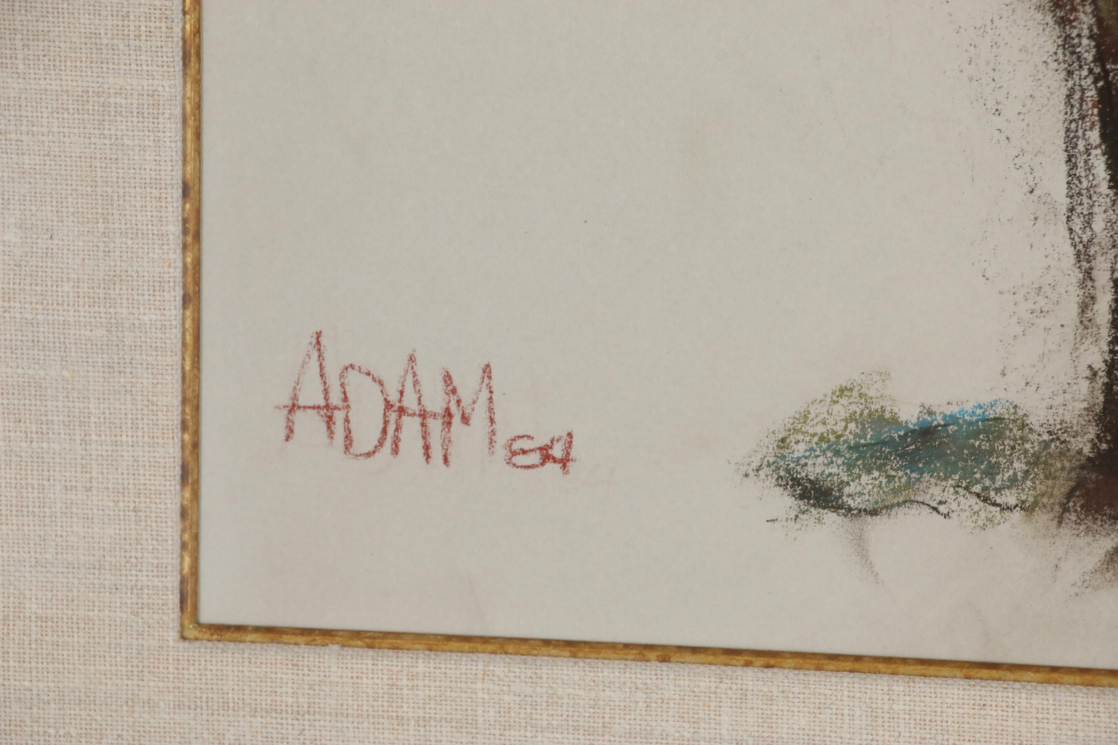 Adam Kelley Pastel Drawing of Sorrel Horse, 1984