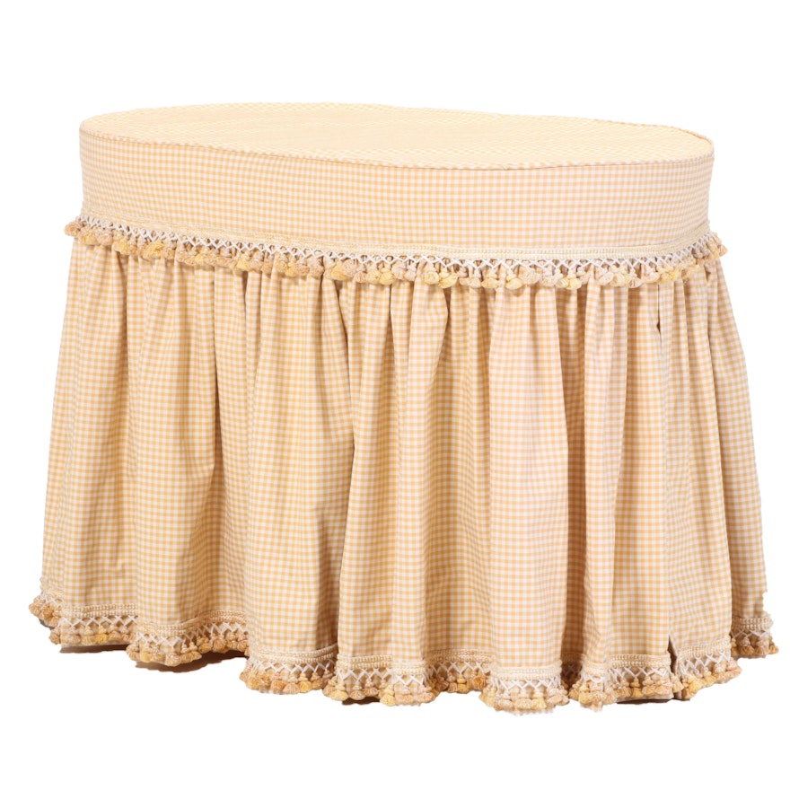 White-Painted Dressing Table with Gingham Cover