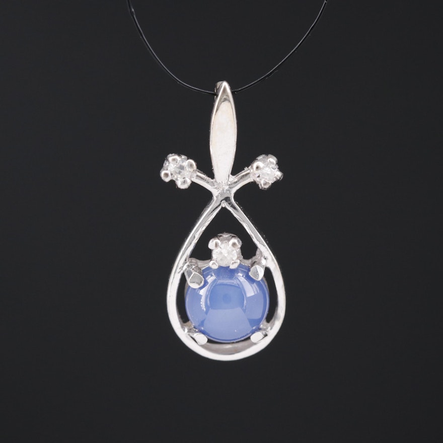 14K Star Sapphire and Diamond Pendant