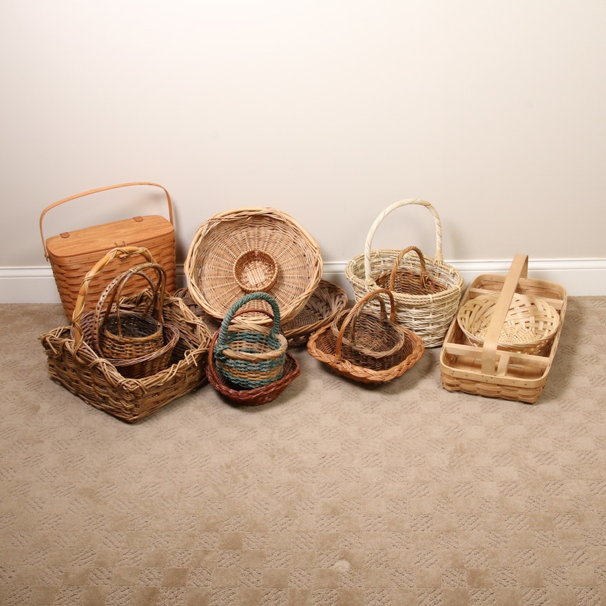 Decorative Woven and Wicker Baskets, Late 20th Century