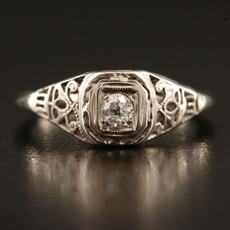 Art Deco 18K Diamond Openwork Ring