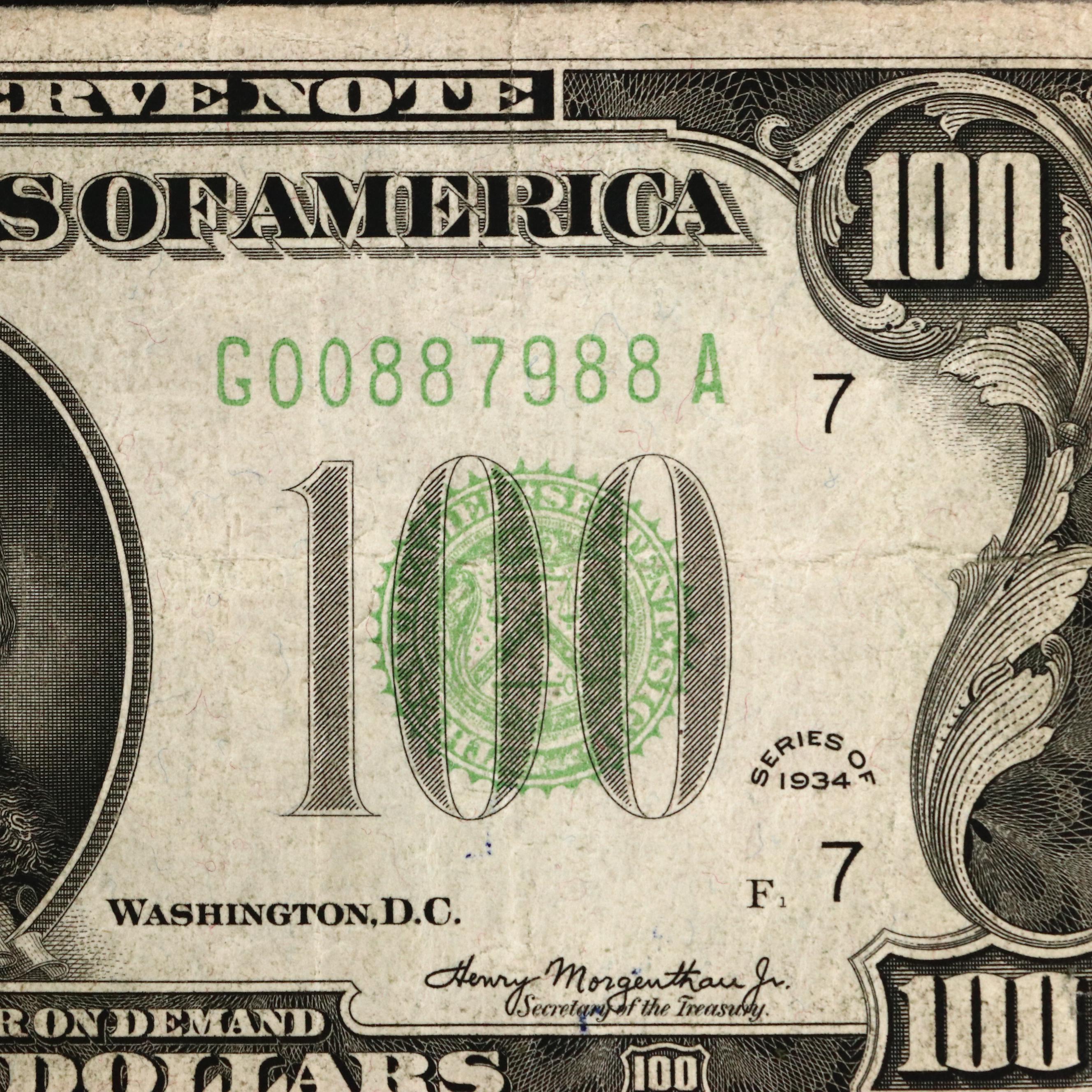 Series of 1934 $100 Federal Reserve Note