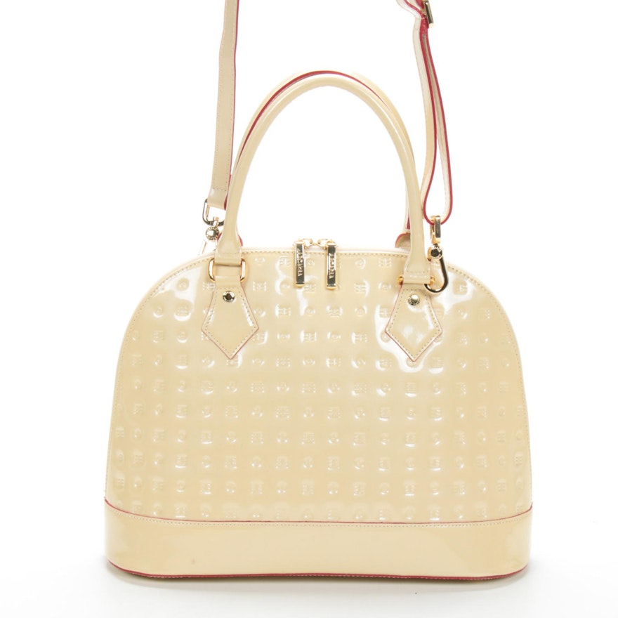 Arcadia Cream Patent Leather Shoulder Bag