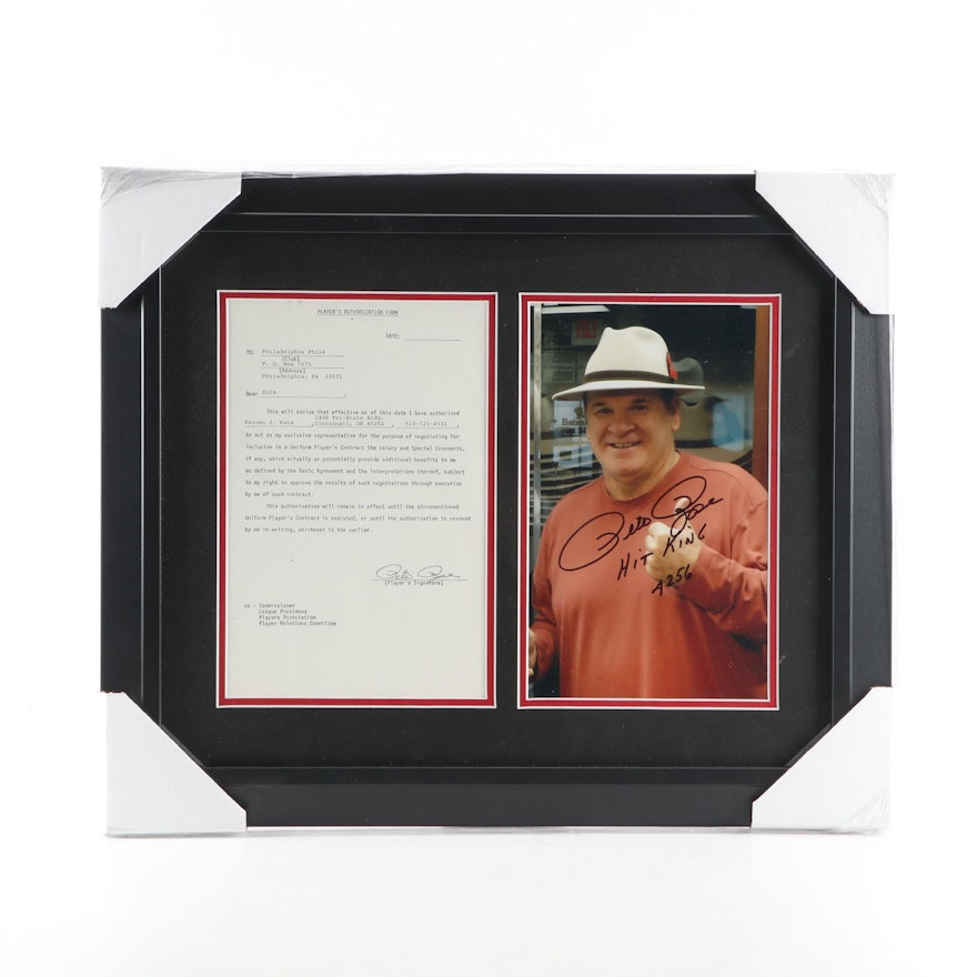 Pete Rose Signed "Hit King 4256" Framed Photo Print, CEI Sports COA