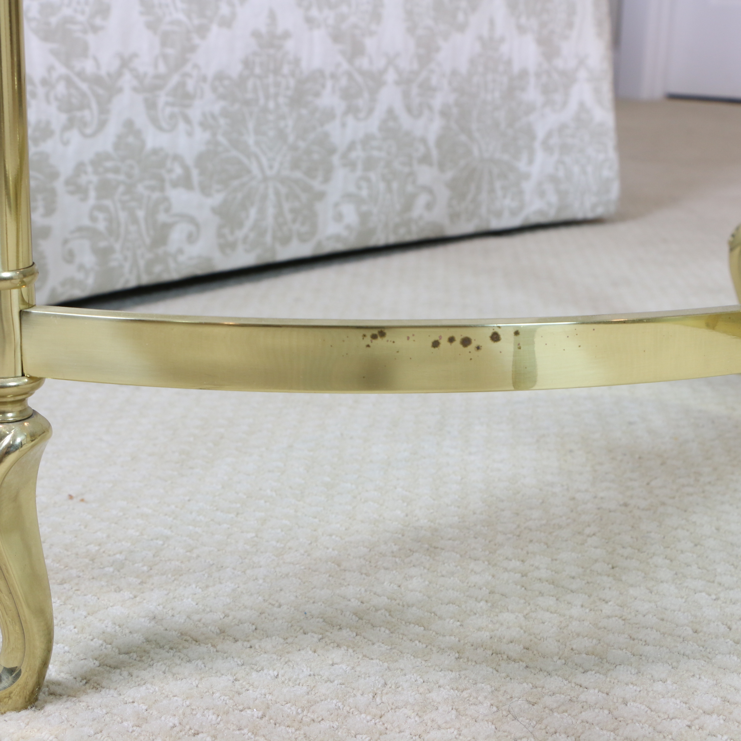 Ethan Allen Regency Style Brass and Glass Oval Coffee Table