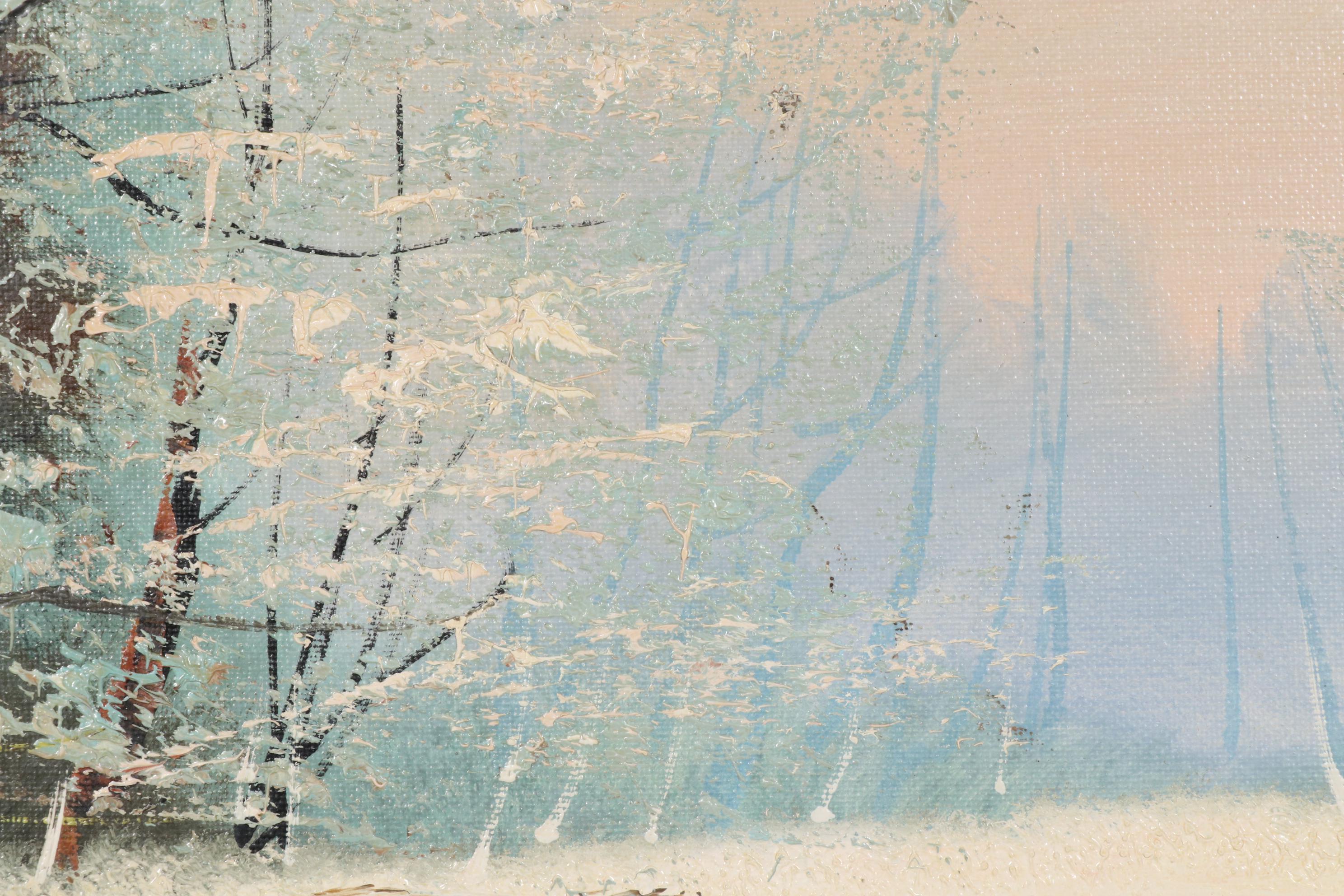 Josef Lehner Oil Painting of Winter Forest Interior, Mid to Late 20th Century