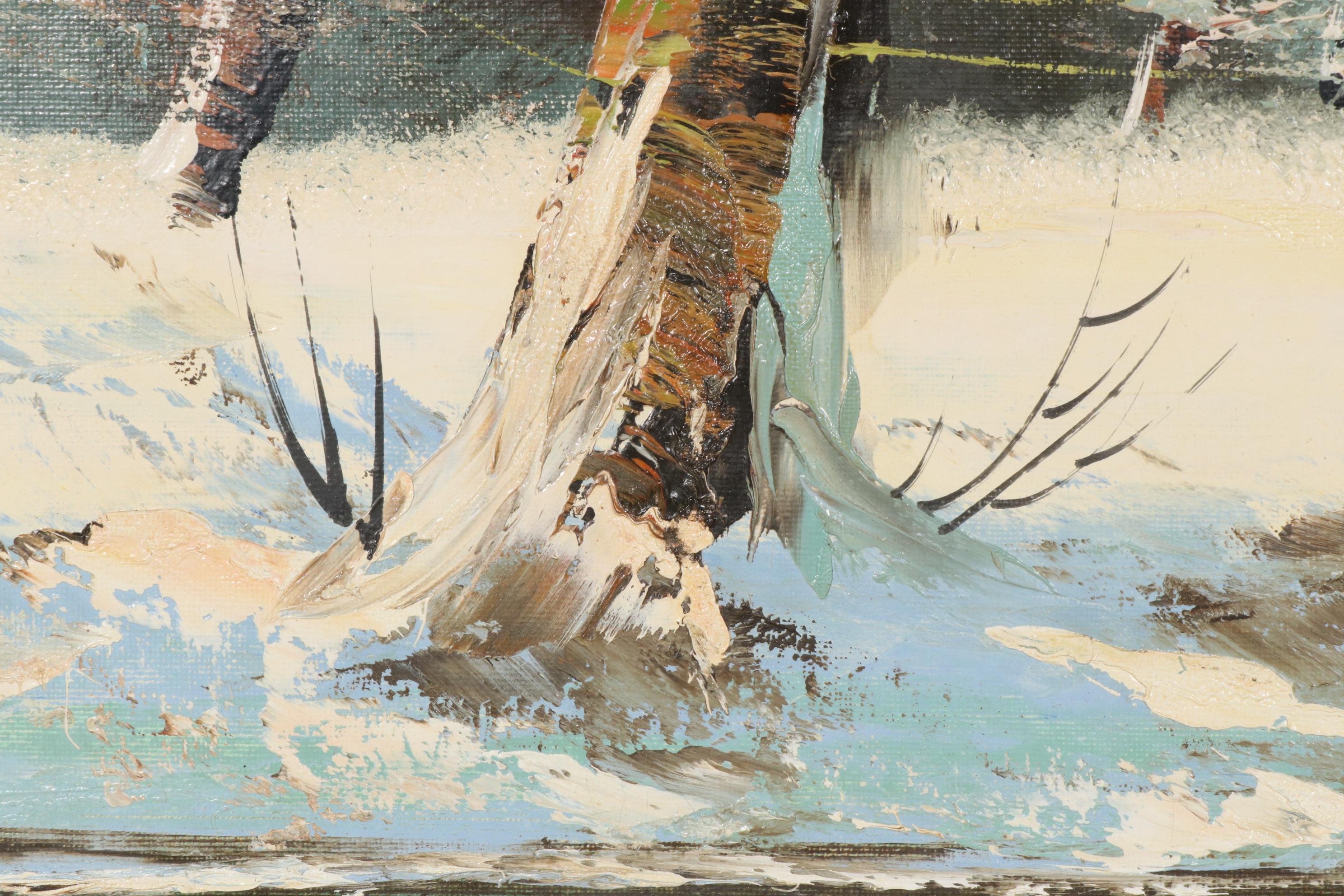 Josef Lehner Oil Painting of Winter Forest Interior, Mid to Late 20th Century