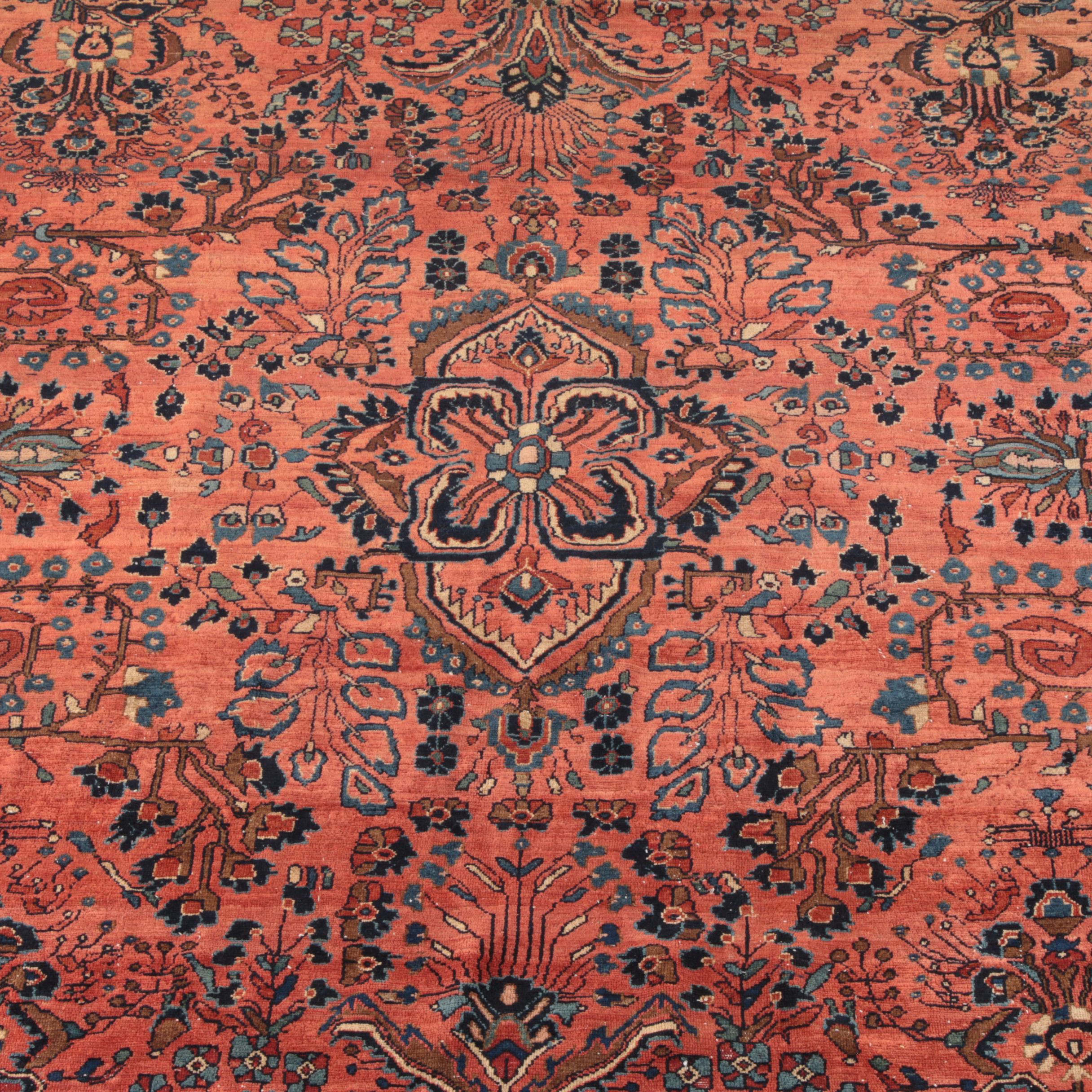 9'0 x 11'9 Hand-Knotted Persian Sarouk Wool Rug