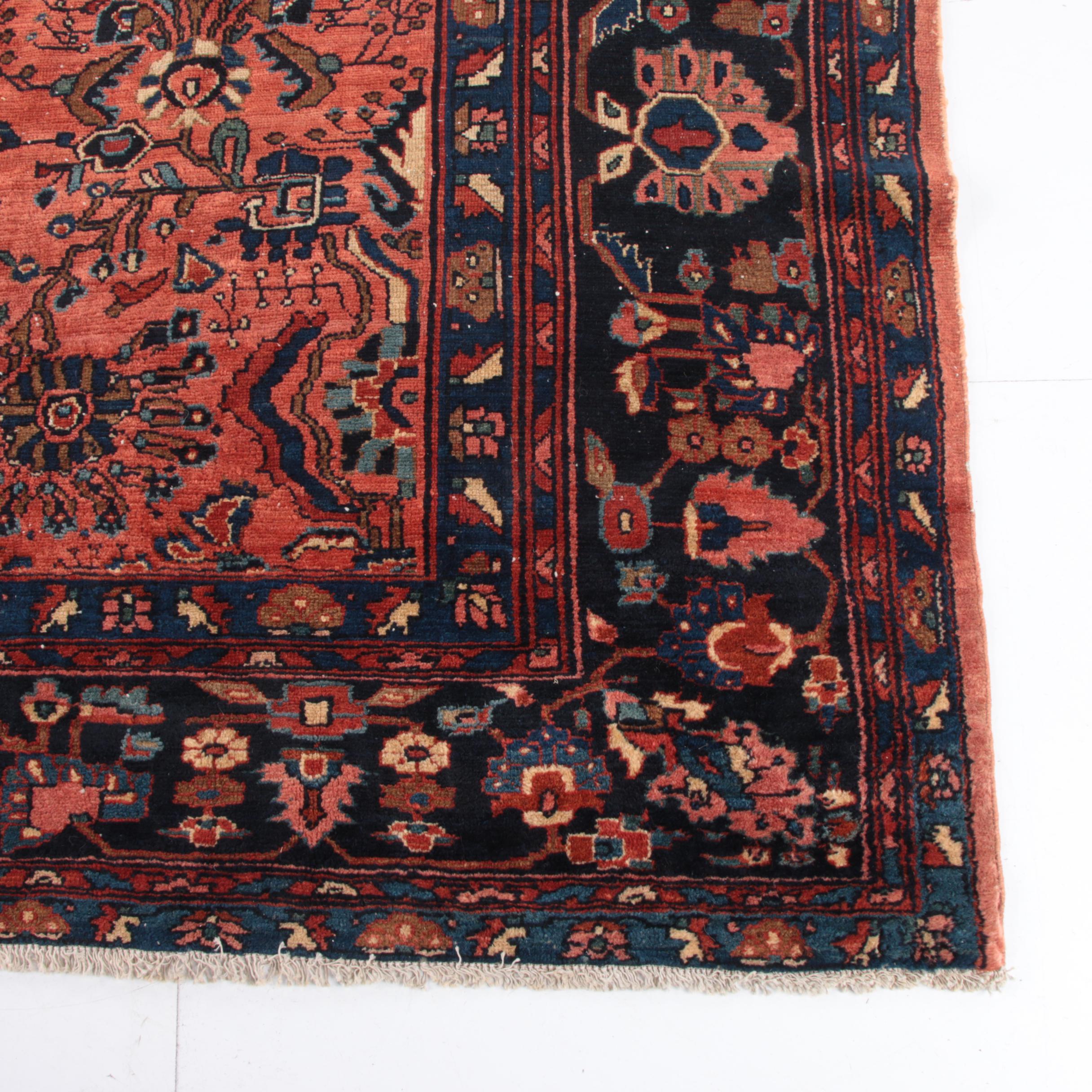 9'0 x 11'9 Hand-Knotted Persian Sarouk Wool Rug