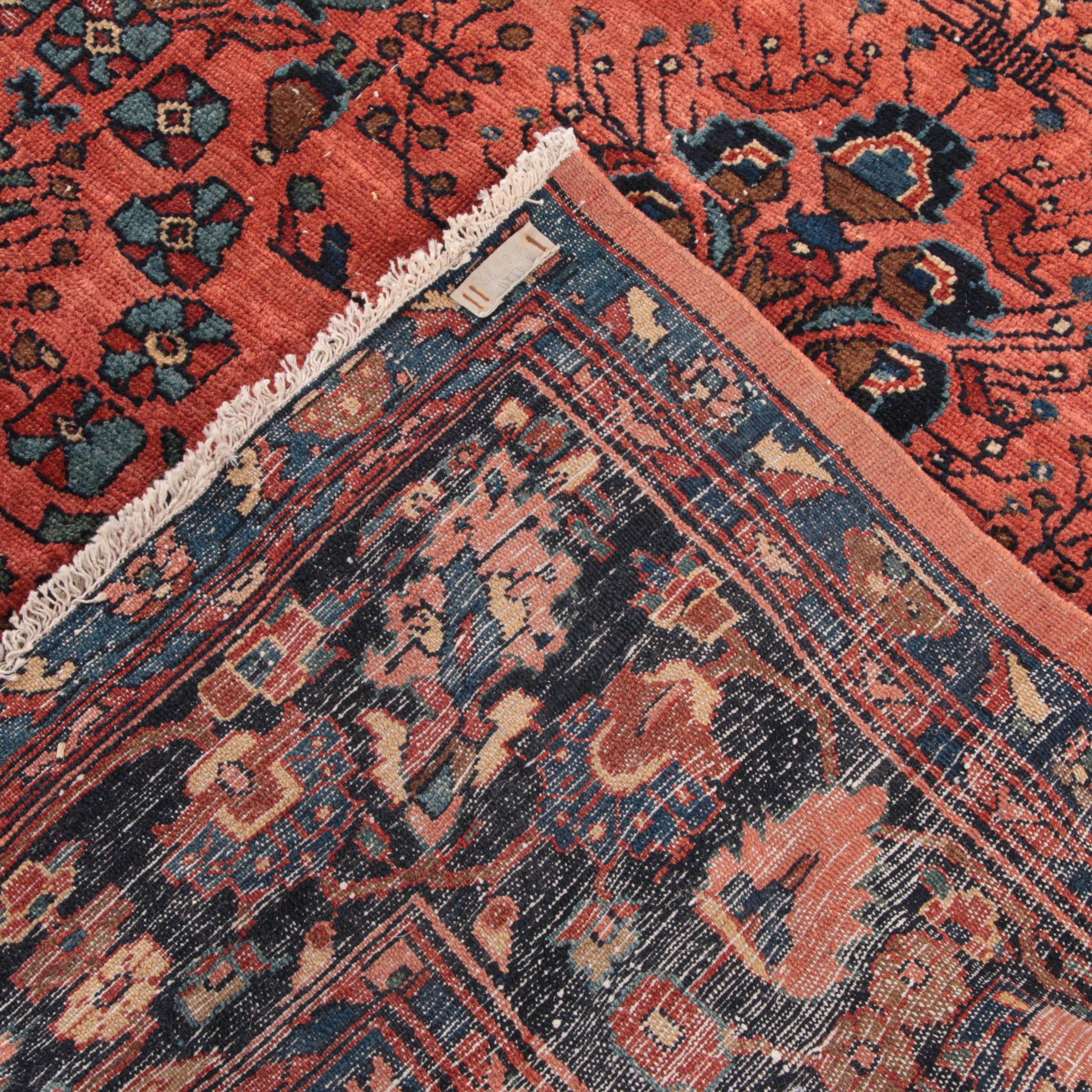 9'0 x 11'9 Hand-Knotted Persian Sarouk Wool Rug