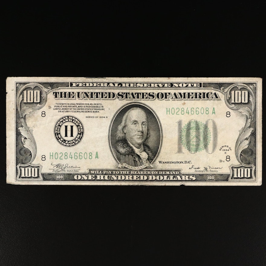 Series of 1934-B $100 Federal Reserve Note