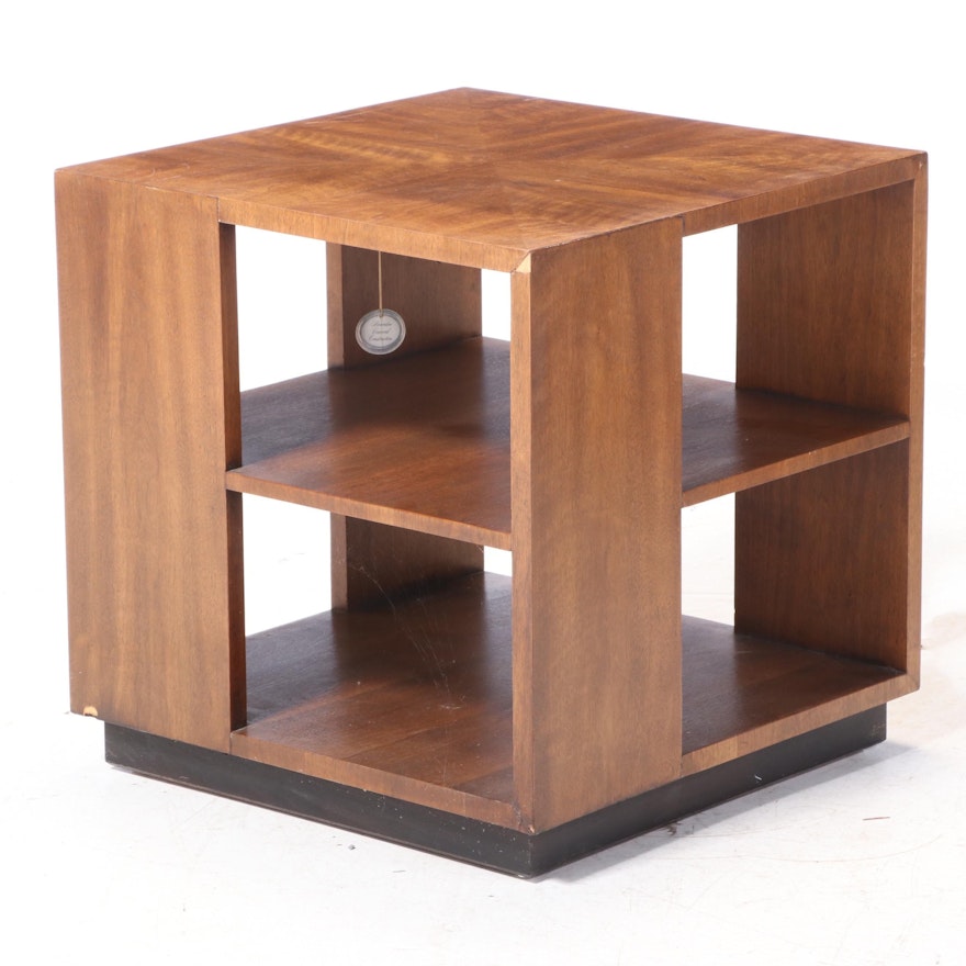 Henredon Mid Century Modern Walnut and Parcel-Ebonized Three-Tier Side Table